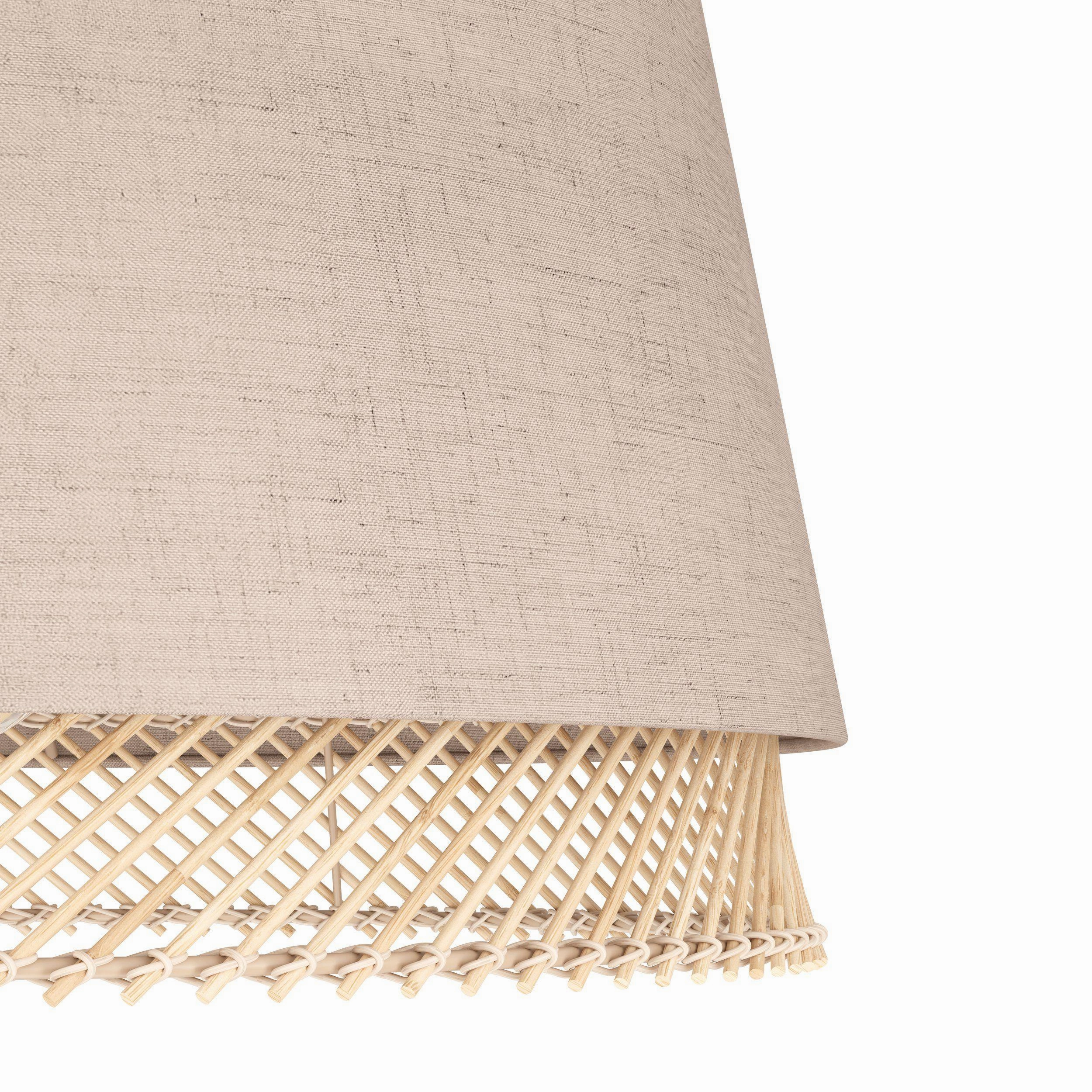 Eglo Tabley Black Floor Lamp With Linen & Bamboo Shade