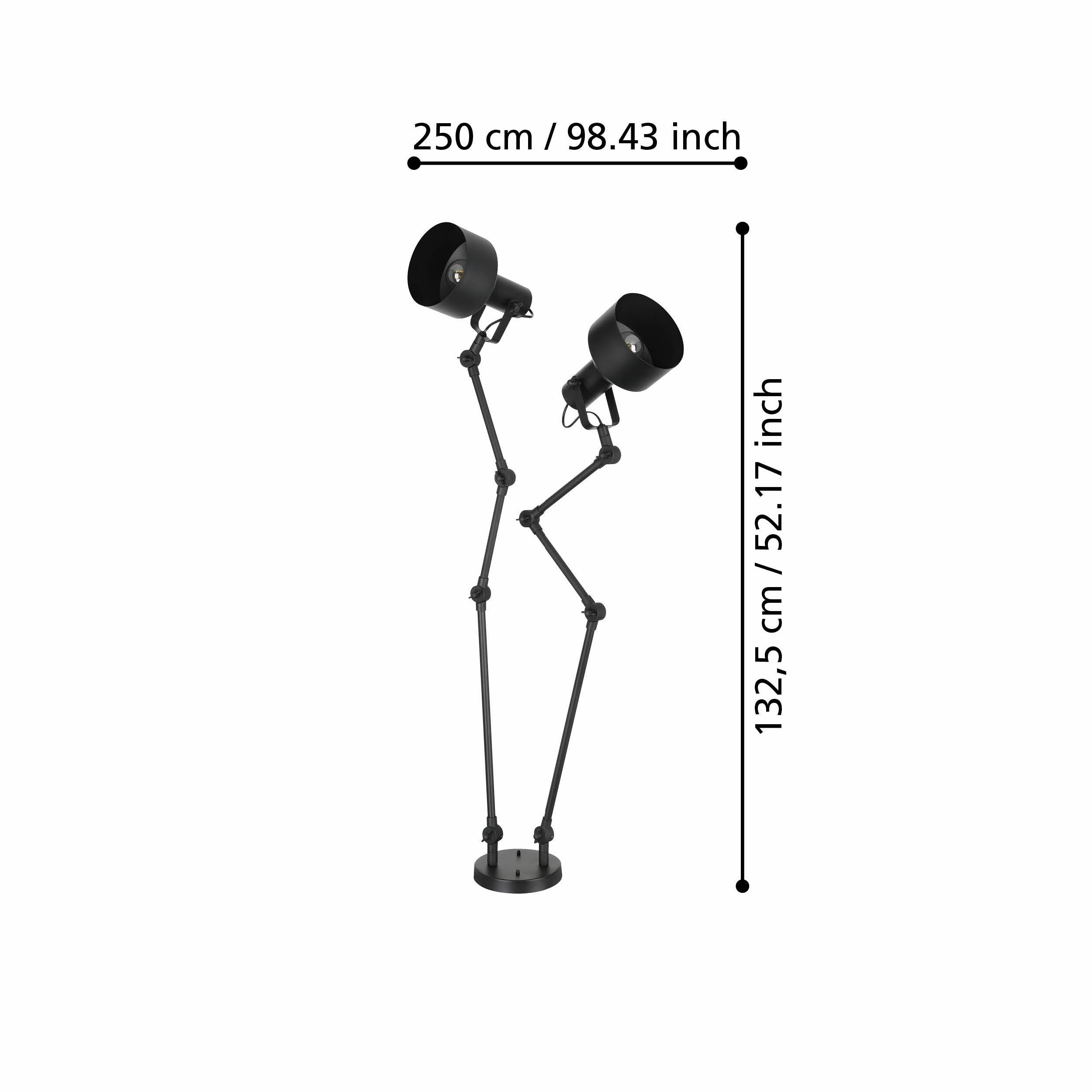 Eglo Takeley Adjustable 2 Light Black Metal Spotlight