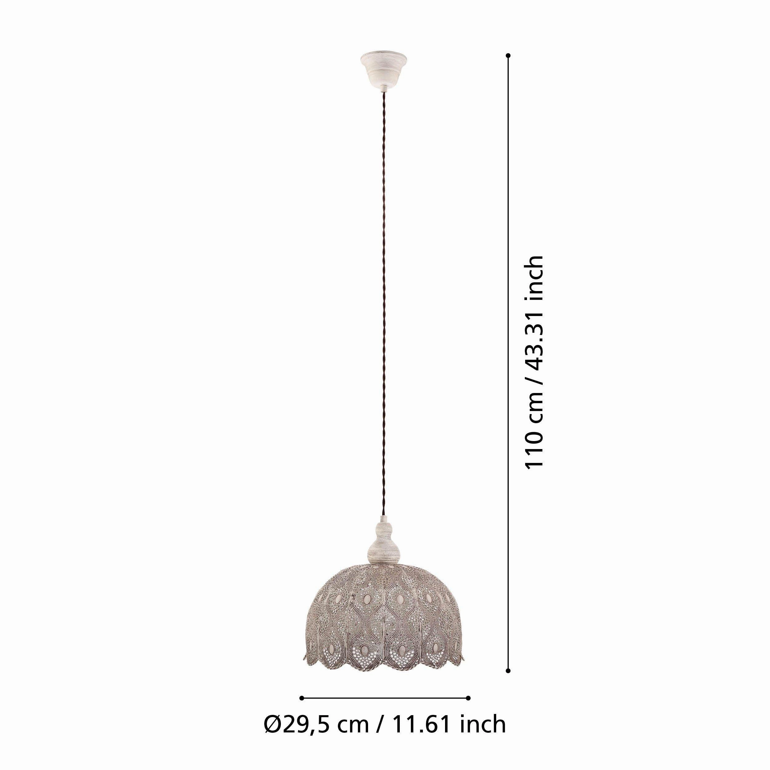 Eglo Talbot 2 Antique White Round Metal Fluted Ceiling Pendant