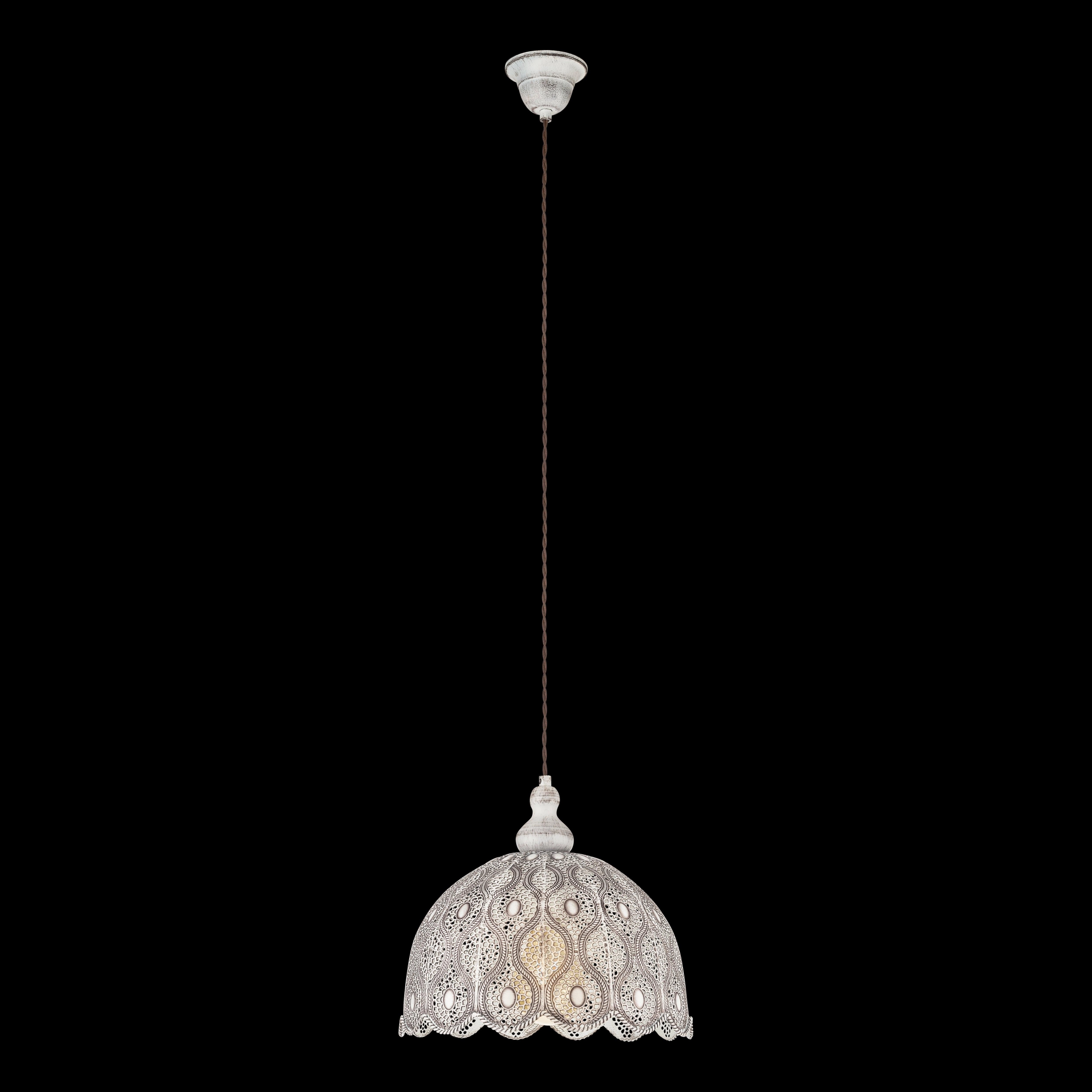 Eglo Talbot 2 Antique White Round Metal Fluted Ceiling Pendant