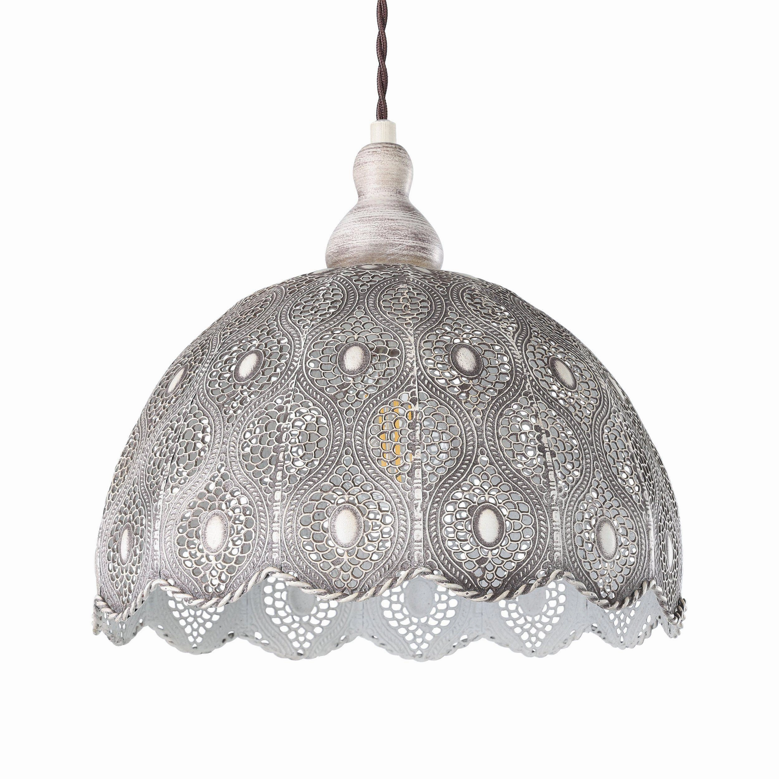 Eglo Talbot 2 Antique White Round Metal Fluted Ceiling Pendant