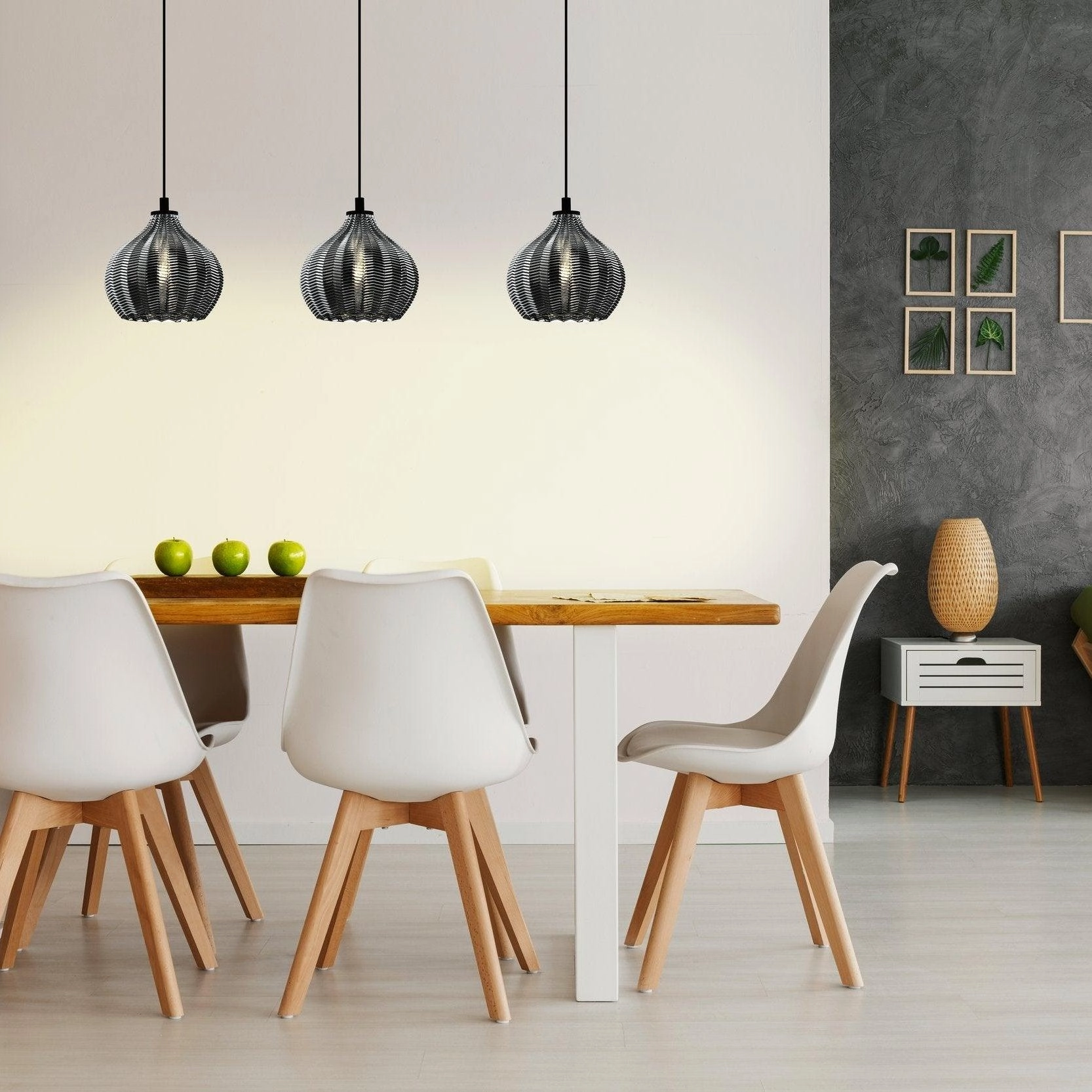 Eglo Tamallat 3 Light Silver & Glass Ceiling Pendant Light