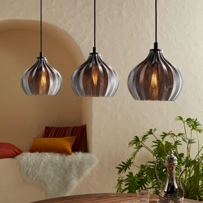 Eglo Tamallat 3 Light Silver & Glass Ceiling Pendant Light sleek LED ceiling lamp