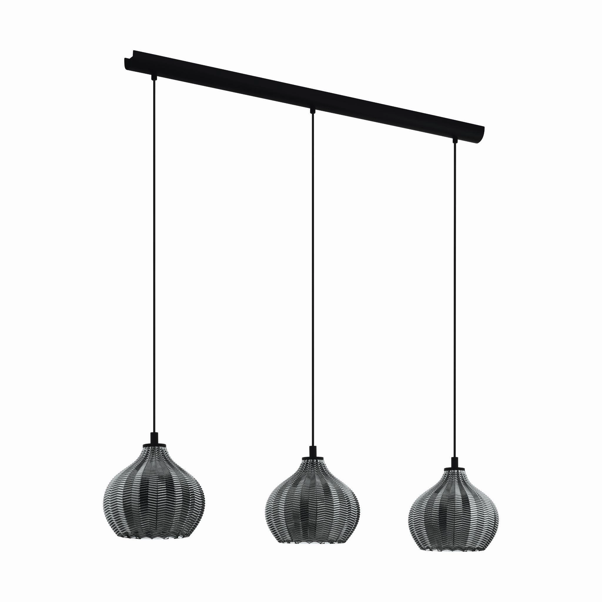 Eglo Tamallat 3 Light Silver & Glass Ceiling Pendant Light