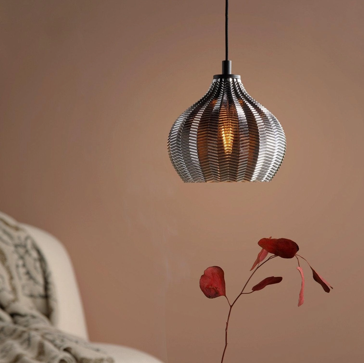 Eglo Tamallat Silver & Glass Ceiling Pendant Light sleek LED ceiling lamp