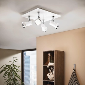 Eglo Tamara 1 White & Chrome 4 Light Bathroom Spotlight Plate tall arc lamp for living room