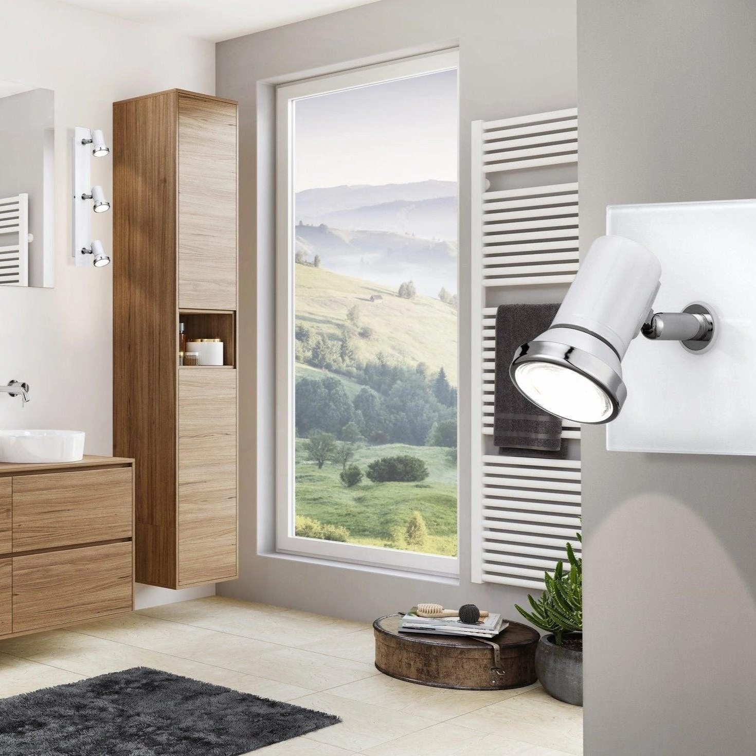 Eglo Tamara 1 White & Chrome Bathroom Wall Spotlight