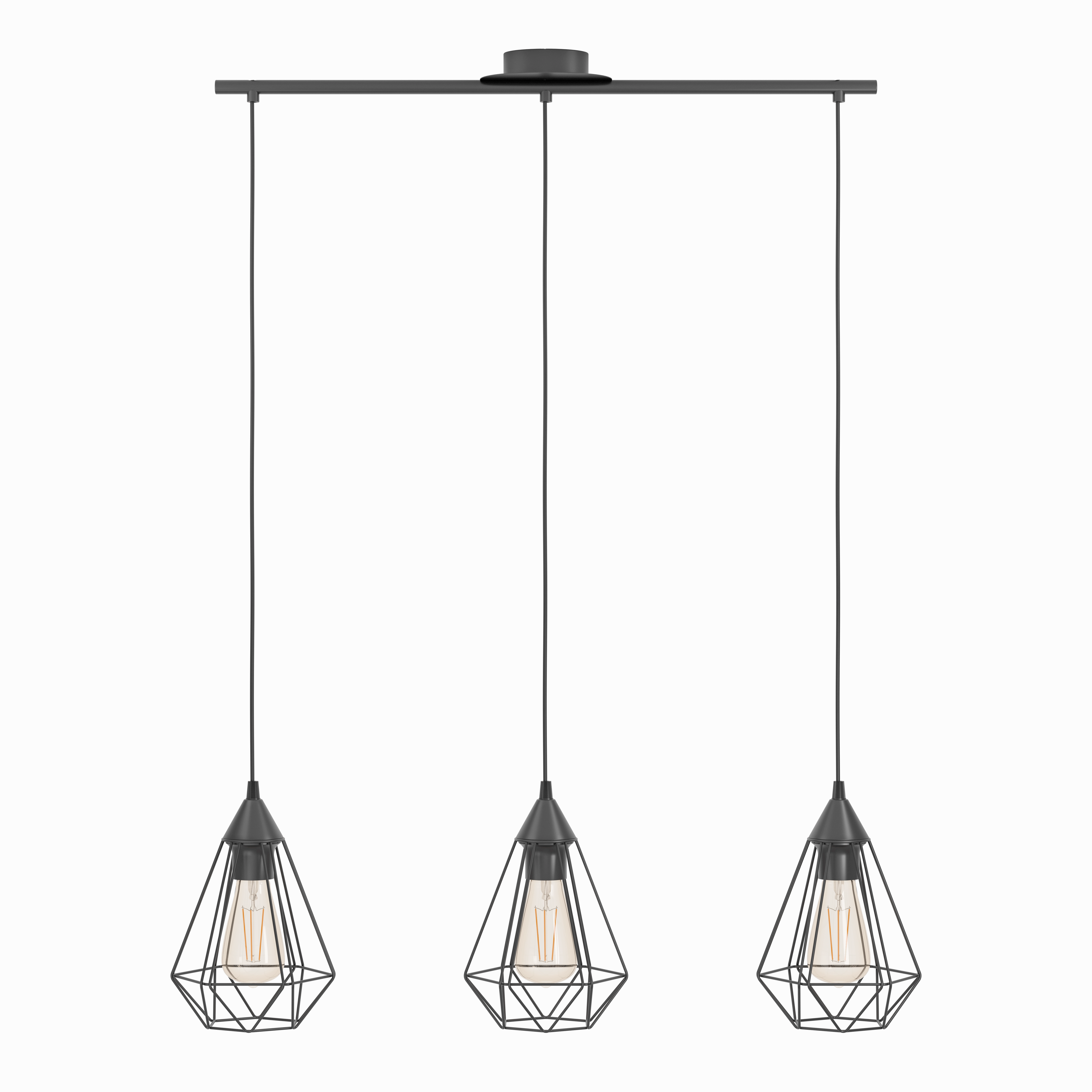 Eglo Tarbes 3 Light Black Metal Wire Shaded Bar Pendant