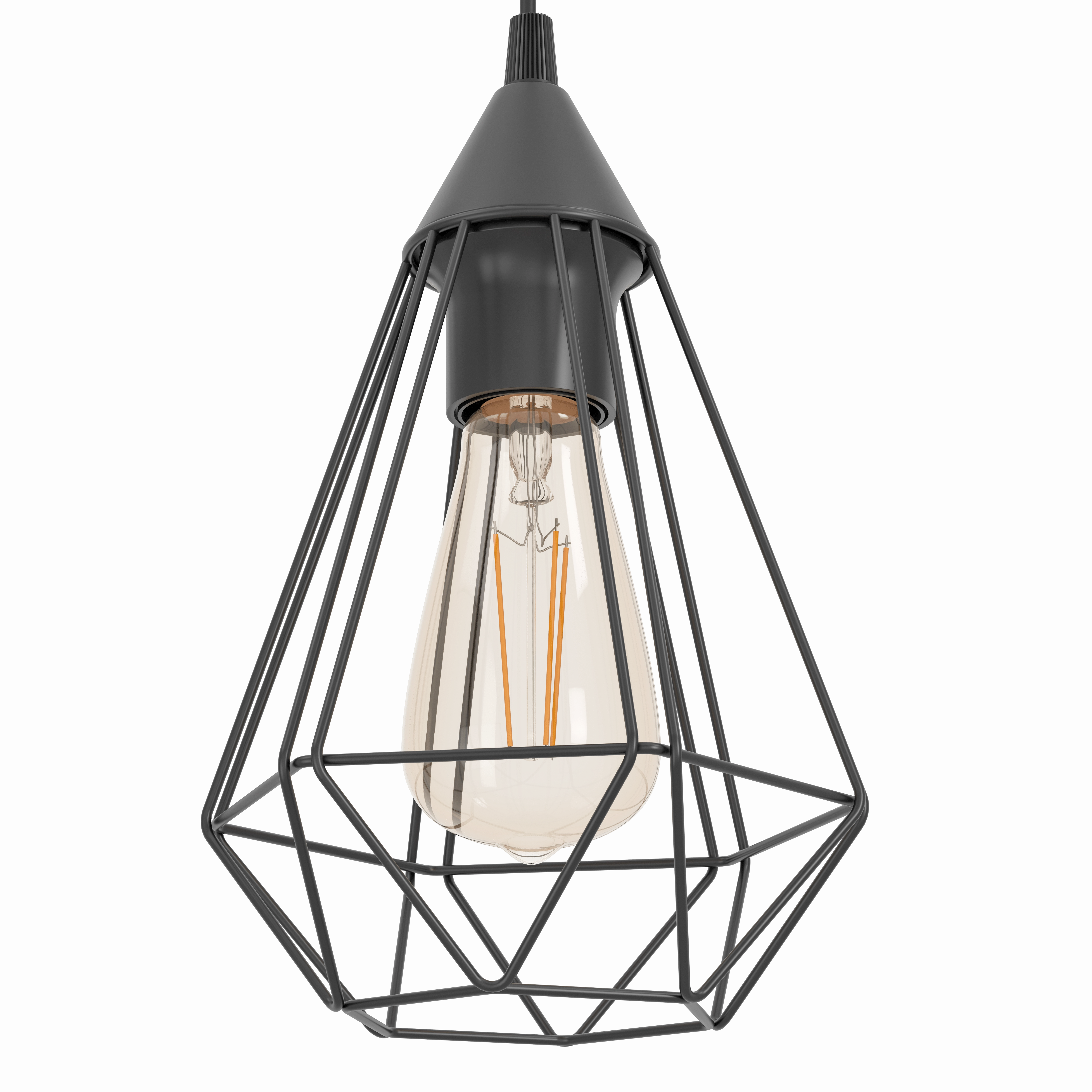 Eglo Tarbes 3 Light Black Metal Wire Shaded Bar Pendant