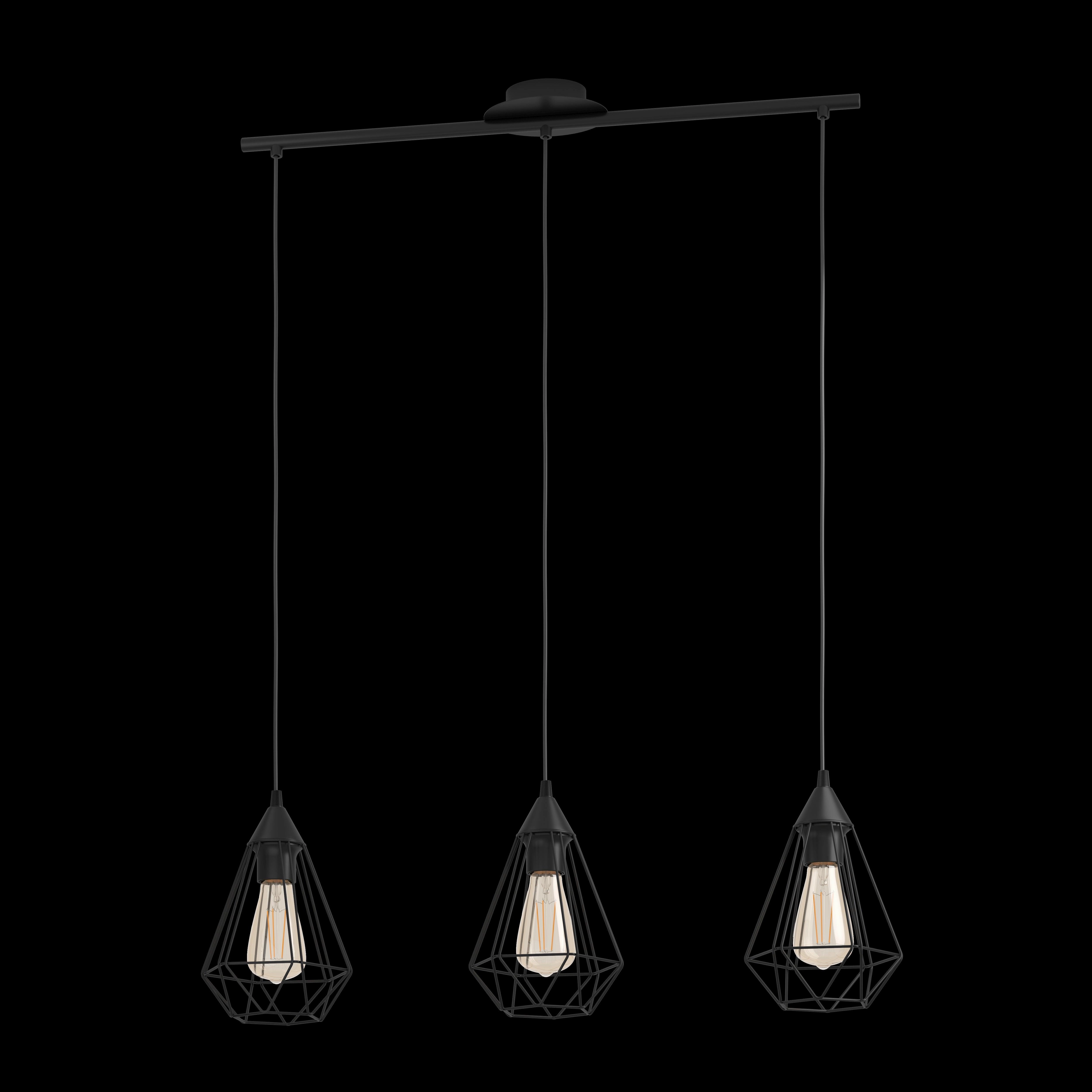 Eglo Tarbes 3 Light Black Metal Wire Shaded Bar Pendant