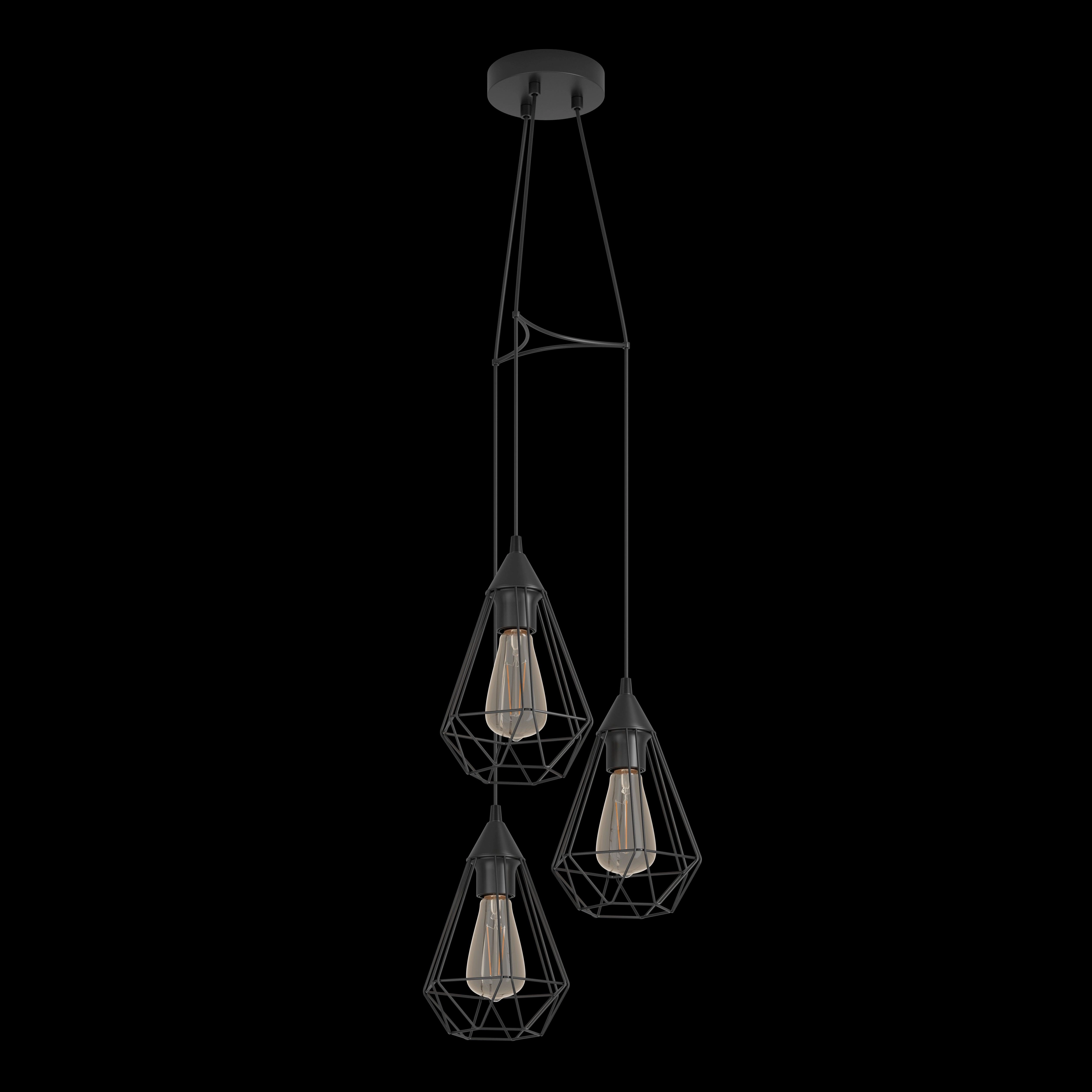 Eglo Tarbes 3 Light Black Metal Wire Shaded Ceiling Pendant