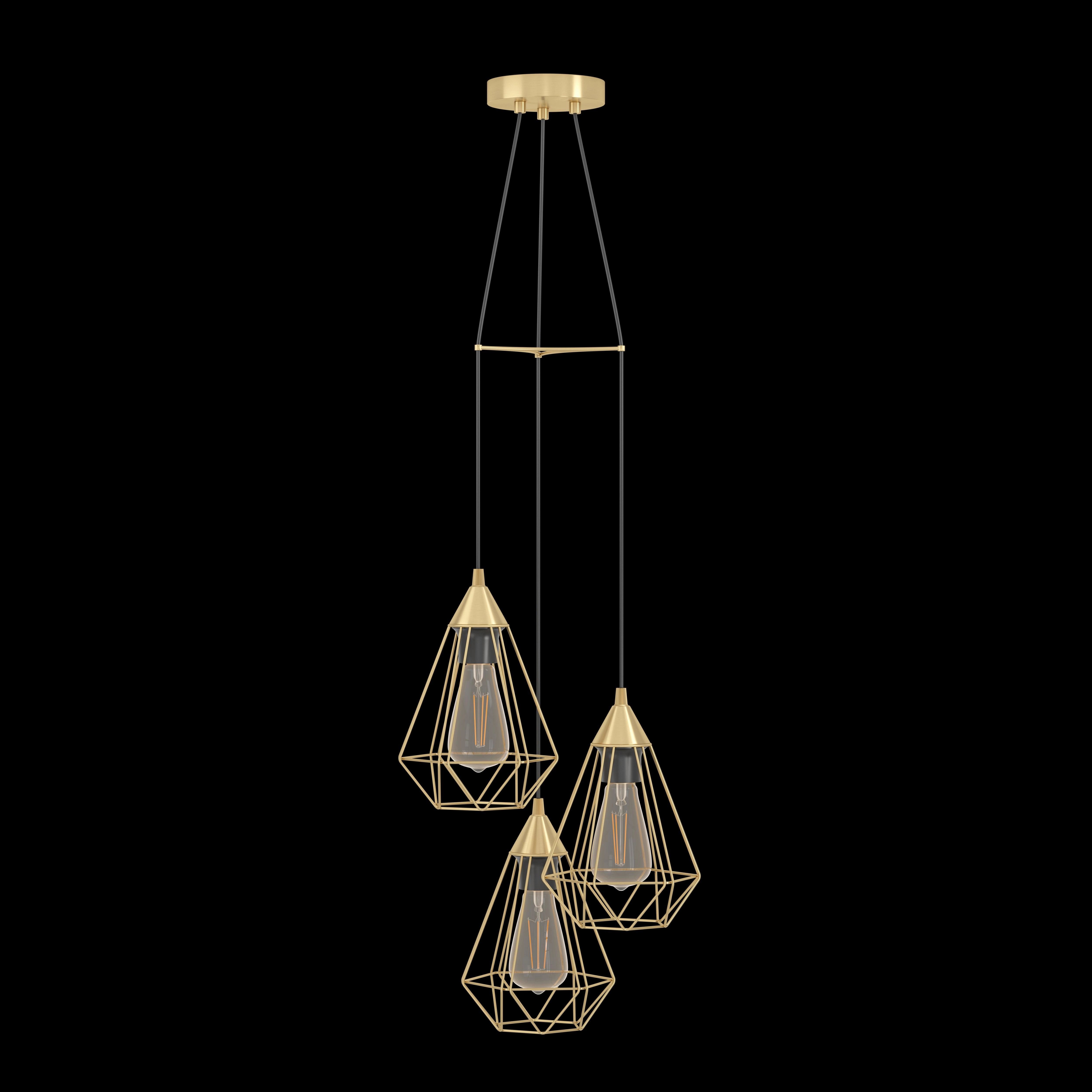 Eglo Tarbes 3 Light Brass Wire Geometric Ceiling Pendant