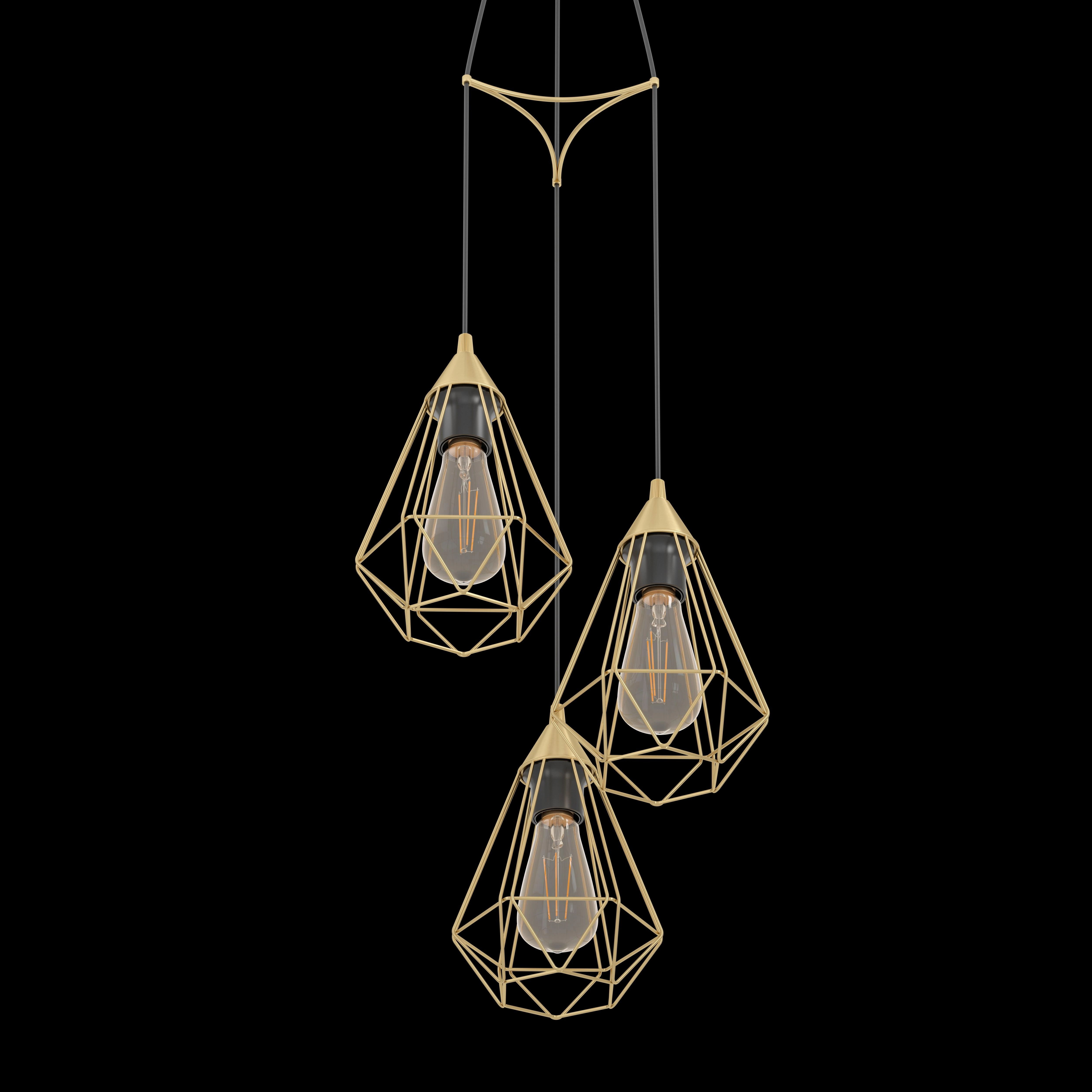 Eglo Tarbes 3 Light Brass Wire Geometric Ceiling Pendant