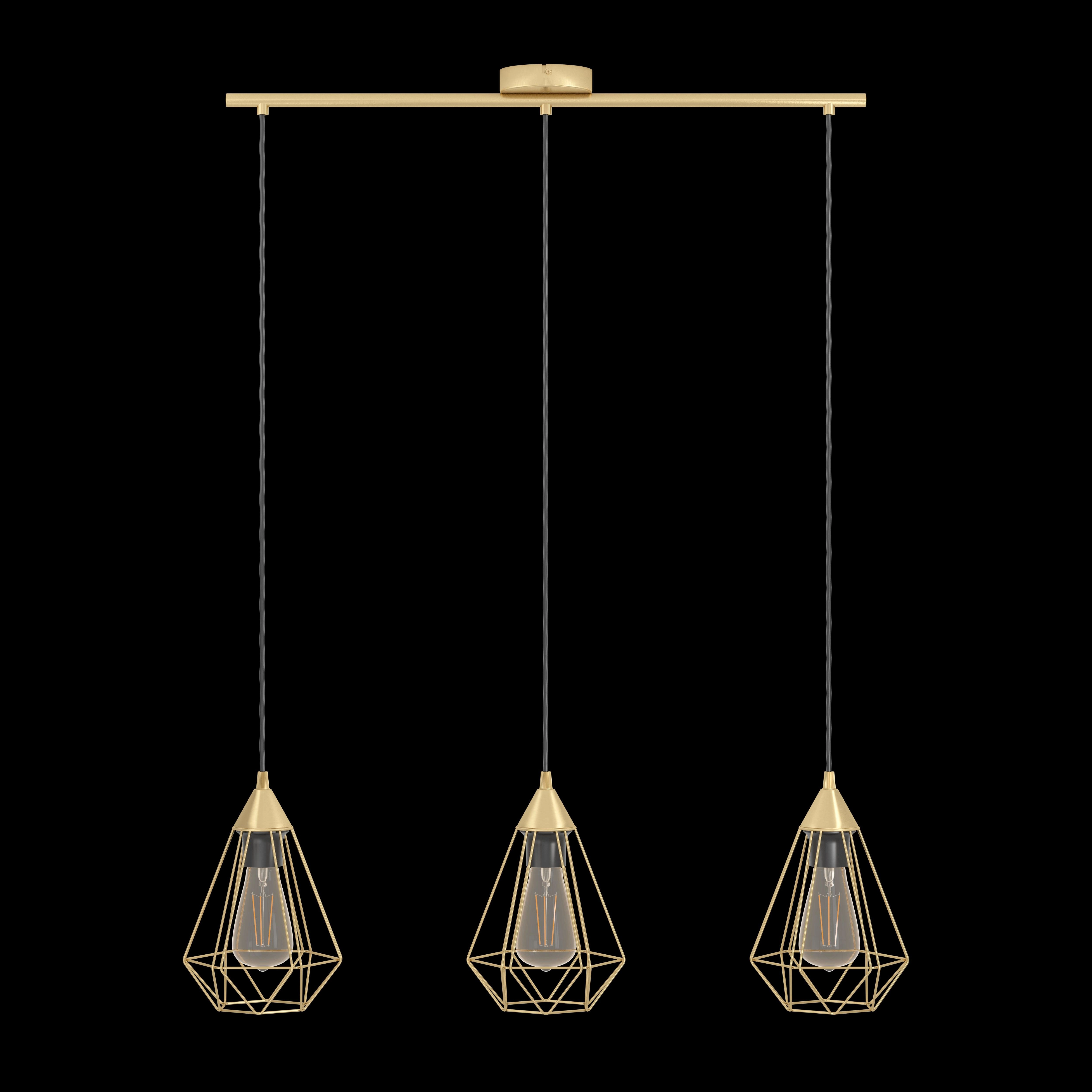 Eglo Tarbes 3 Light Brass Wire Geometric Shaped Ceiling Pendant
