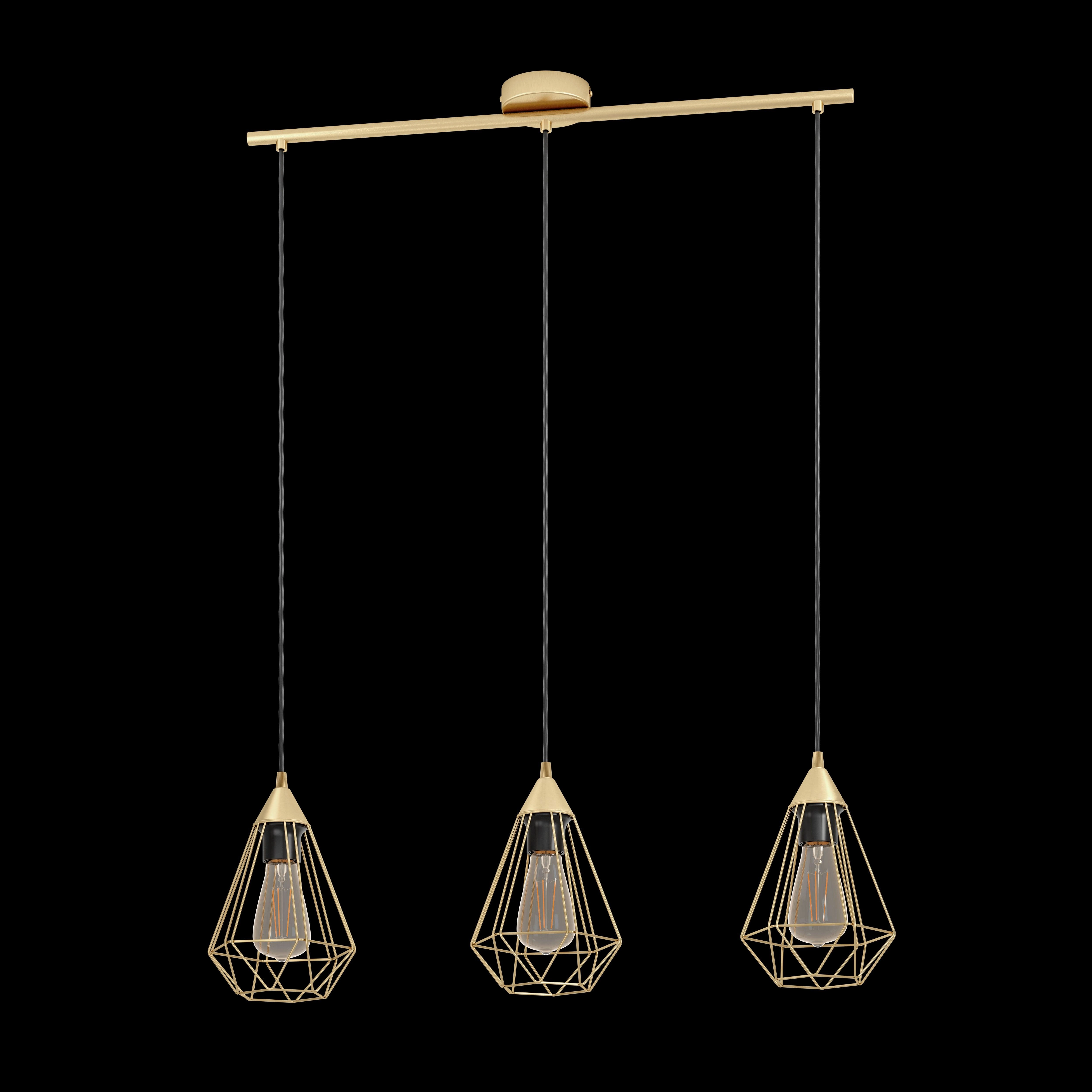 Eglo Tarbes 3 Light Brass Wire Geometric Shaped Ceiling Pendant