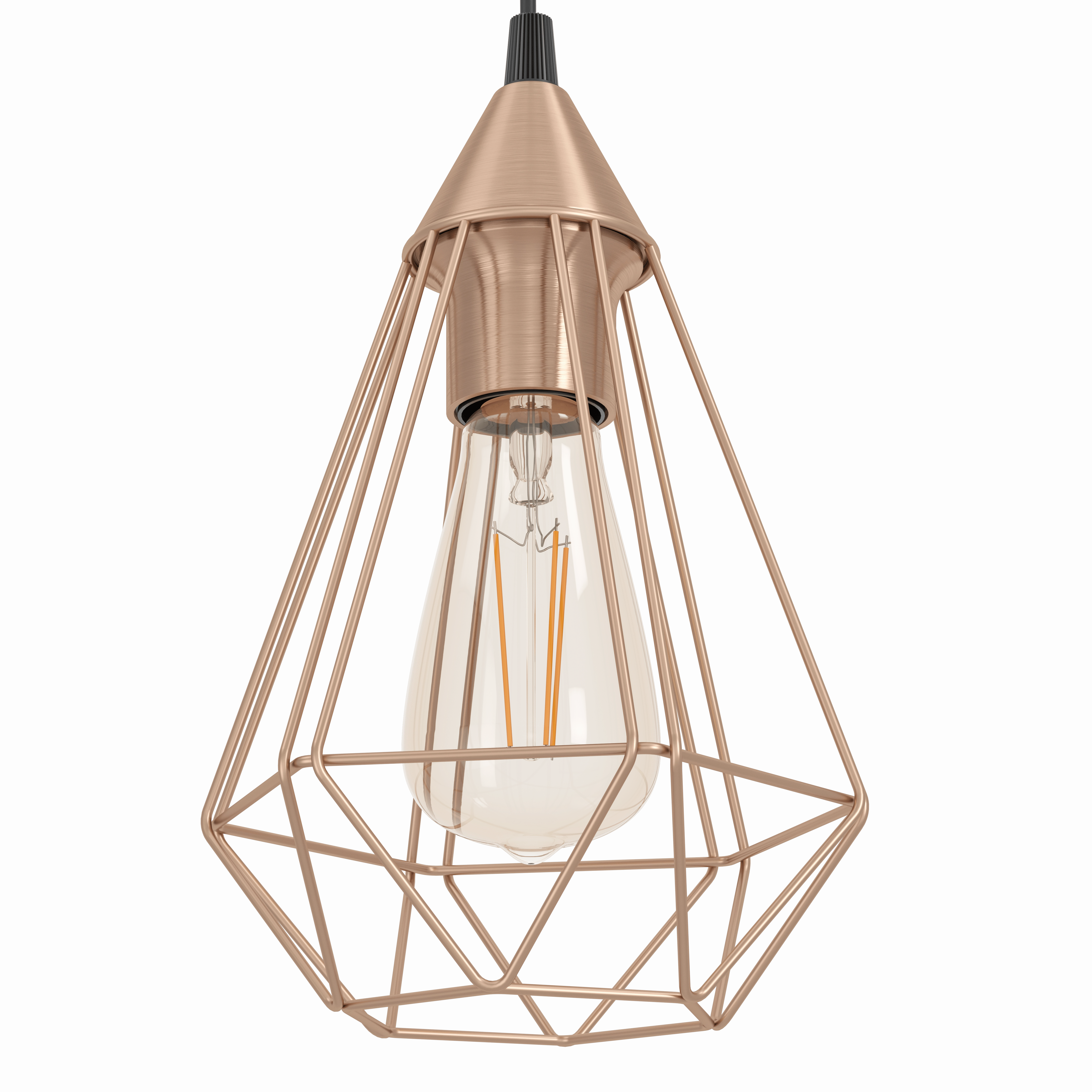 Eglo Tarbes 3 Light Copper Metal Wire Shaded Bar Pendant