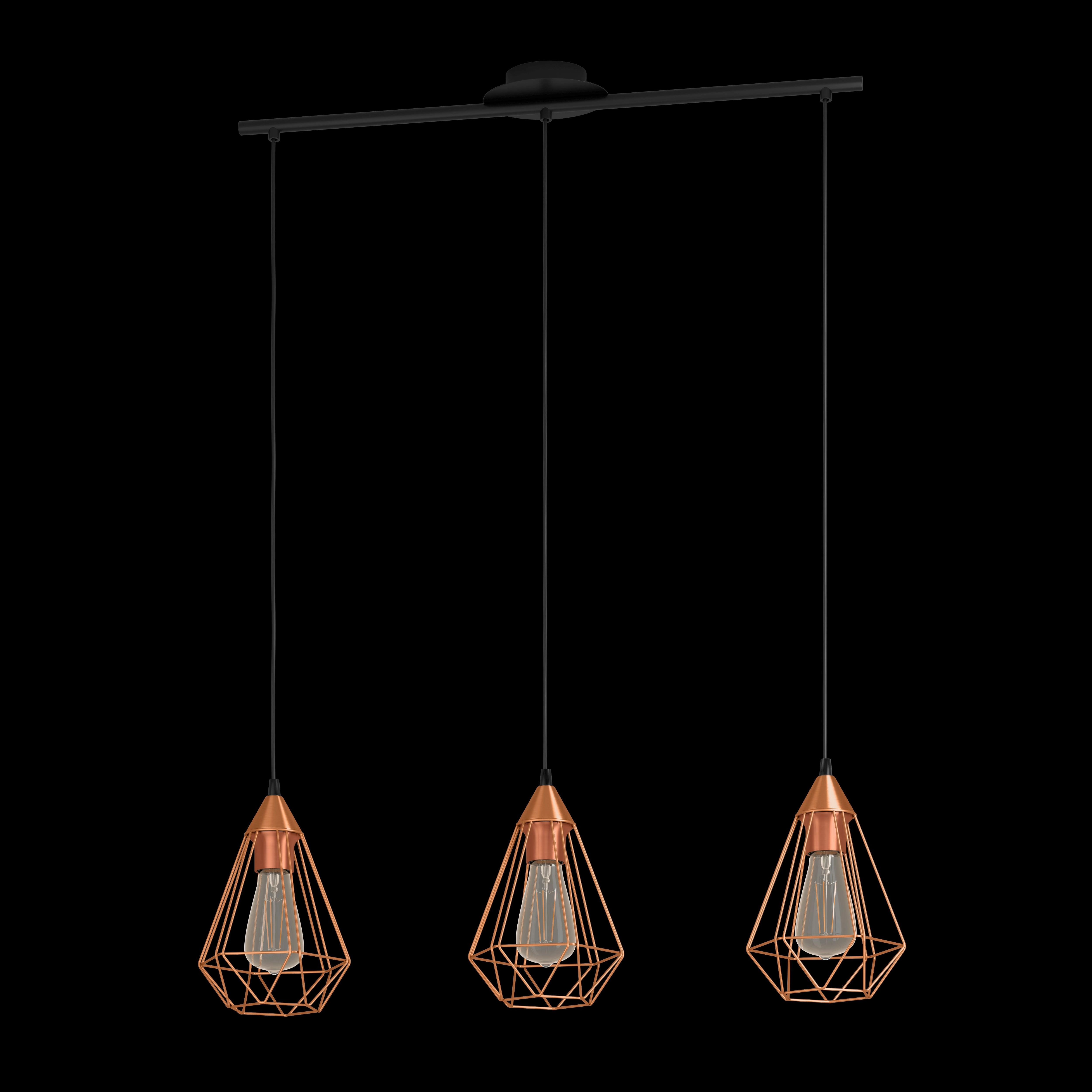 Eglo Tarbes 3 Light Copper Metal Wire Shaded Bar Pendant