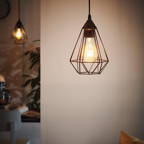 Eglo Tarbes Black Metal Wire Ceiling Pendant flush mount ceiling fixture