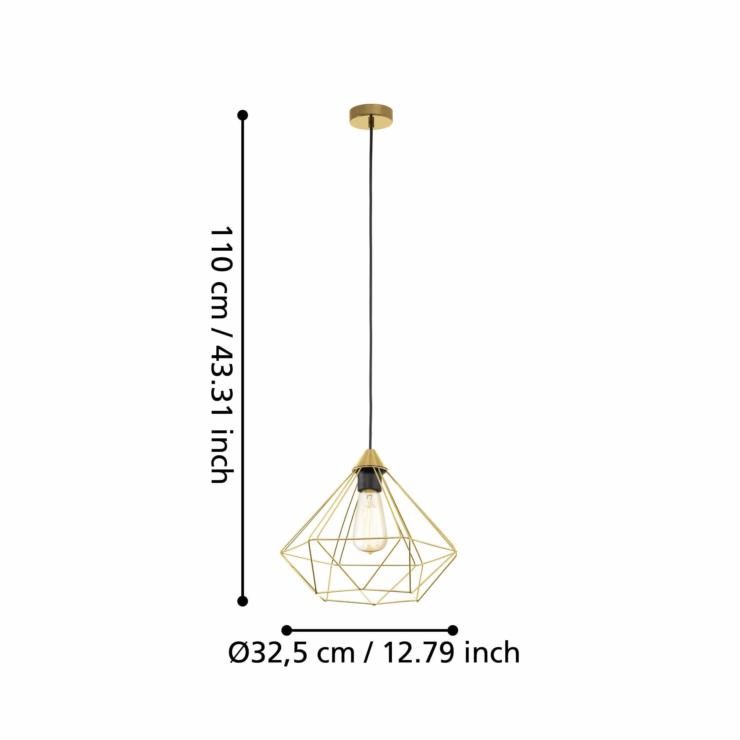 Eglo Tarbes Brass Wire Diamond Shaped Ceiling Pendant
