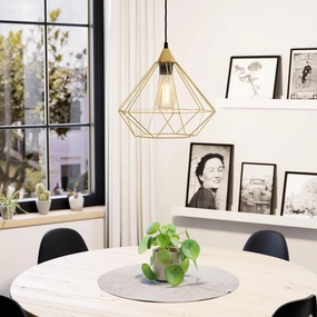 Eglo Tarbes Brass Wire Diamond Shaped Ceiling Pendant flush mount ceiling fixture