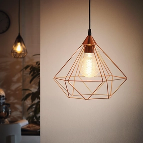 Eglo Tarbes Diamond Shaped Copper Metal Wire Ceiling Pendant flush mount ceiling fixture