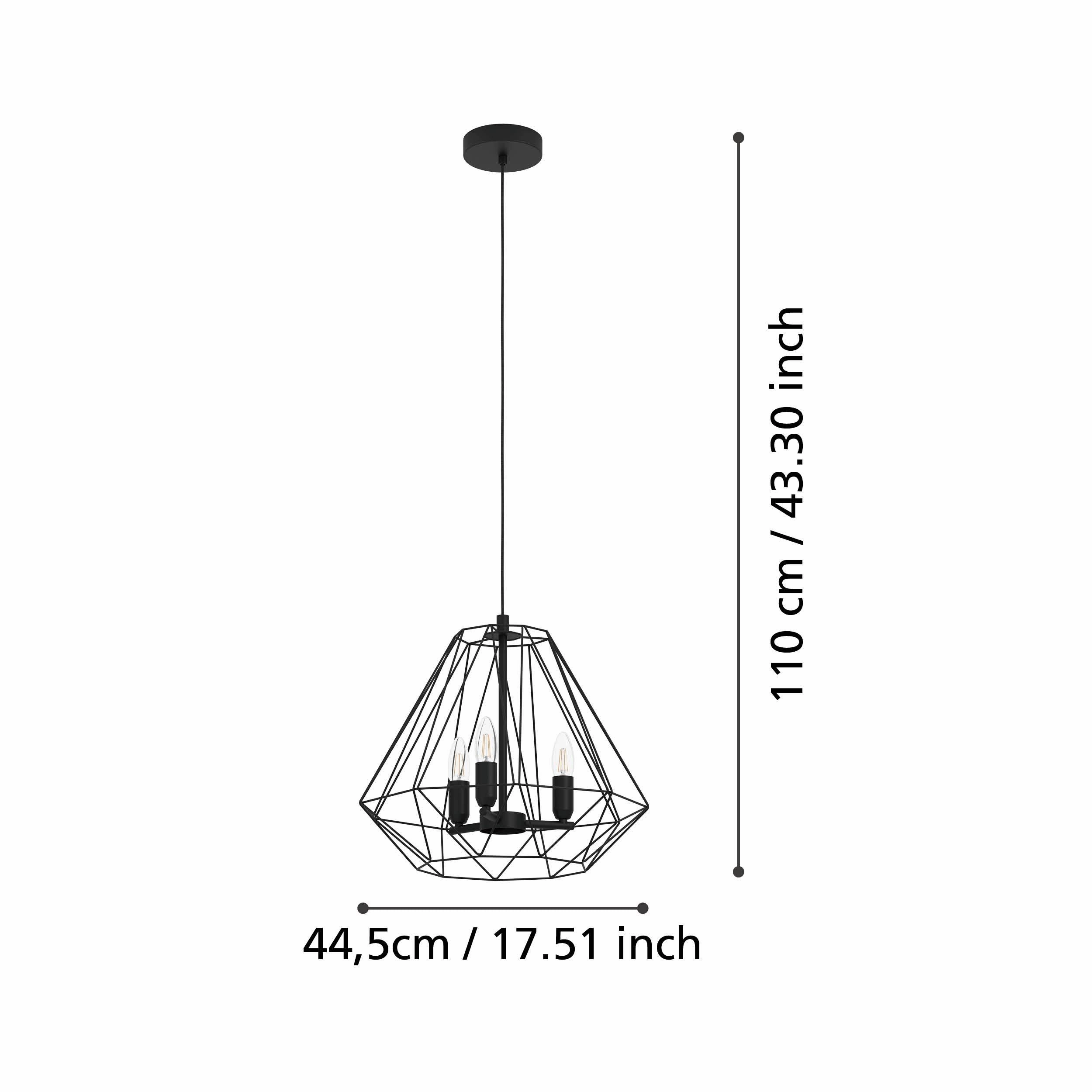 Eglo Tarle 3 Light Black Wire Cage Ceiling Pendant