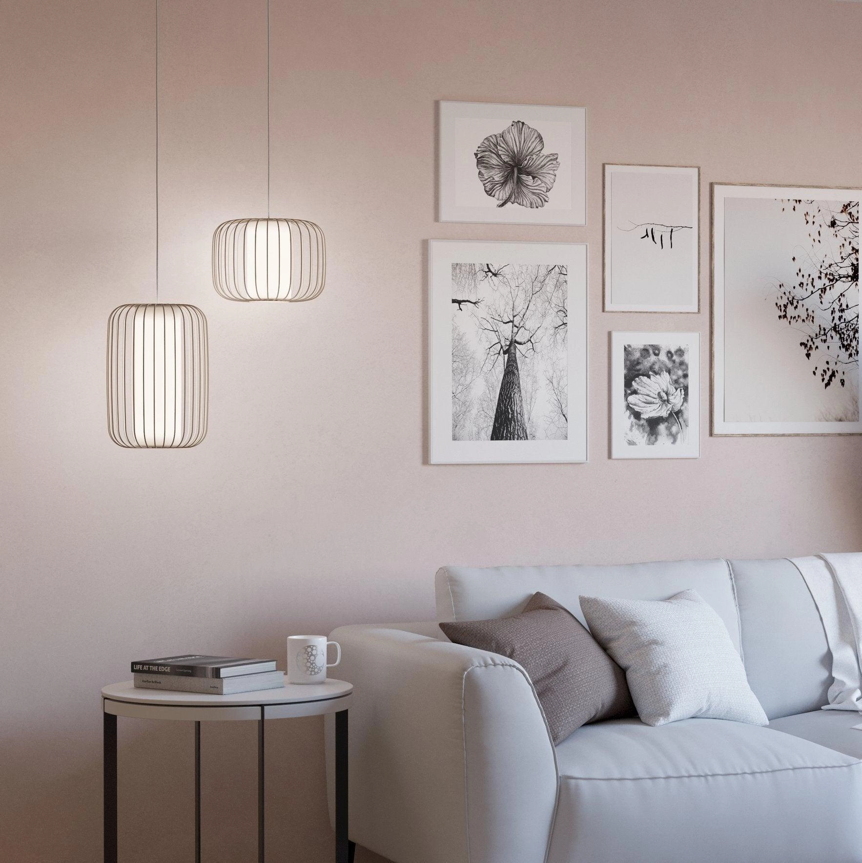 Eglo Terrarosa Sandy Wire & White Fabric Pendant