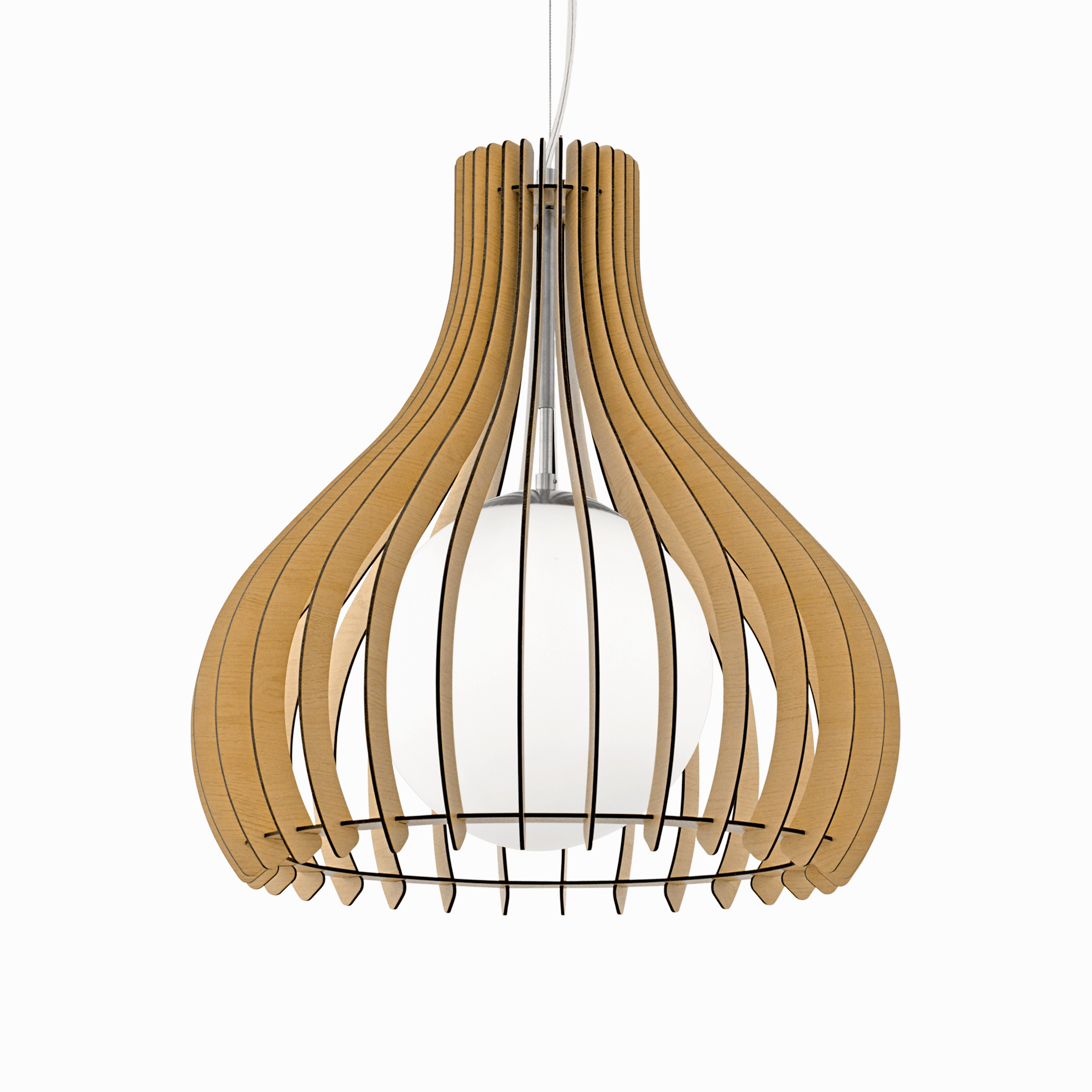 Eglo Tindori Light Wood & White Glass Ceiling Pendant