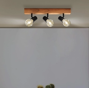 Eglo Townshend 3 Wood & Black Finish 3 Light Bar Spotlight tall arc lamp for living room
