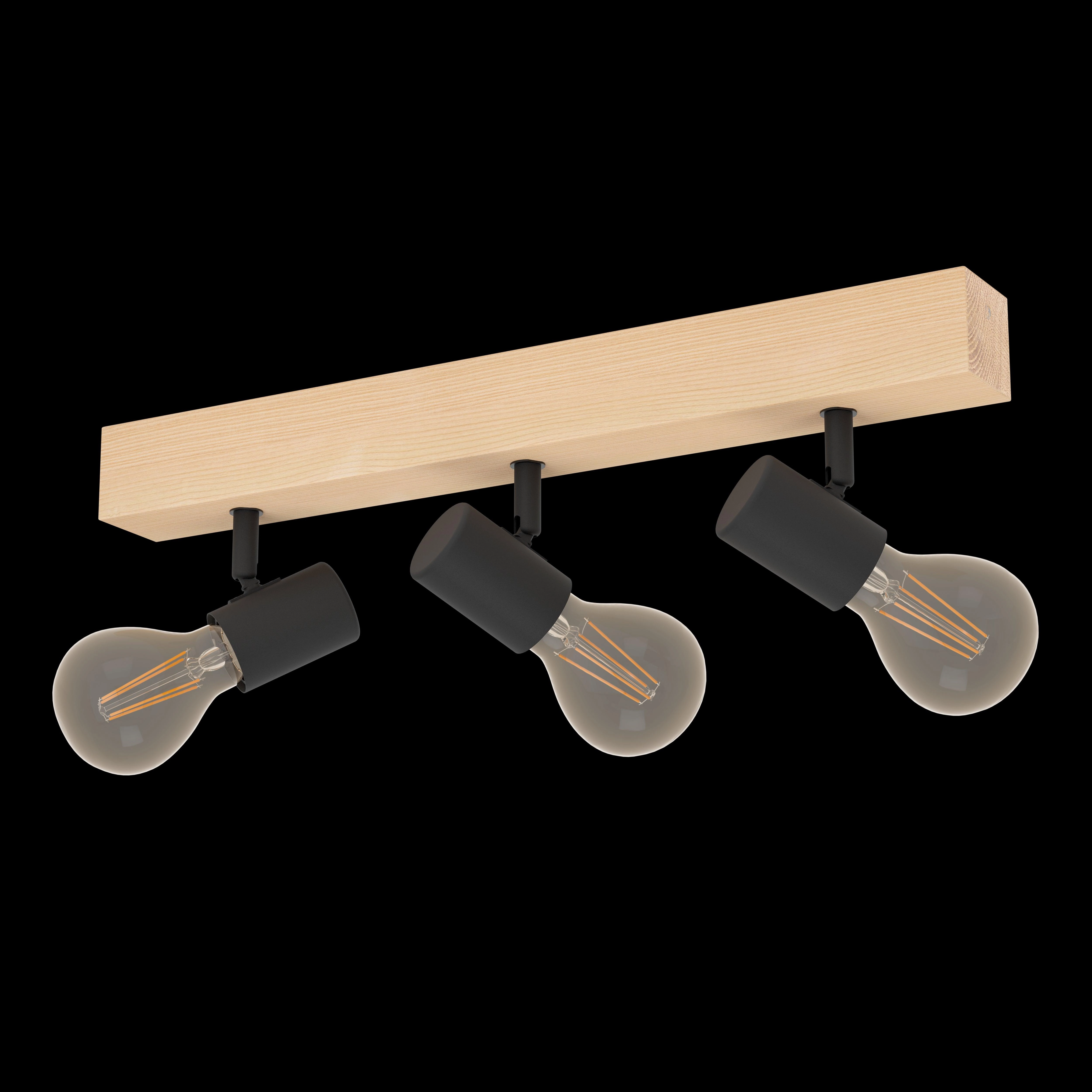 Eglo Townshend 3 Wood & Black Finish 3 Light Bar Spotlight