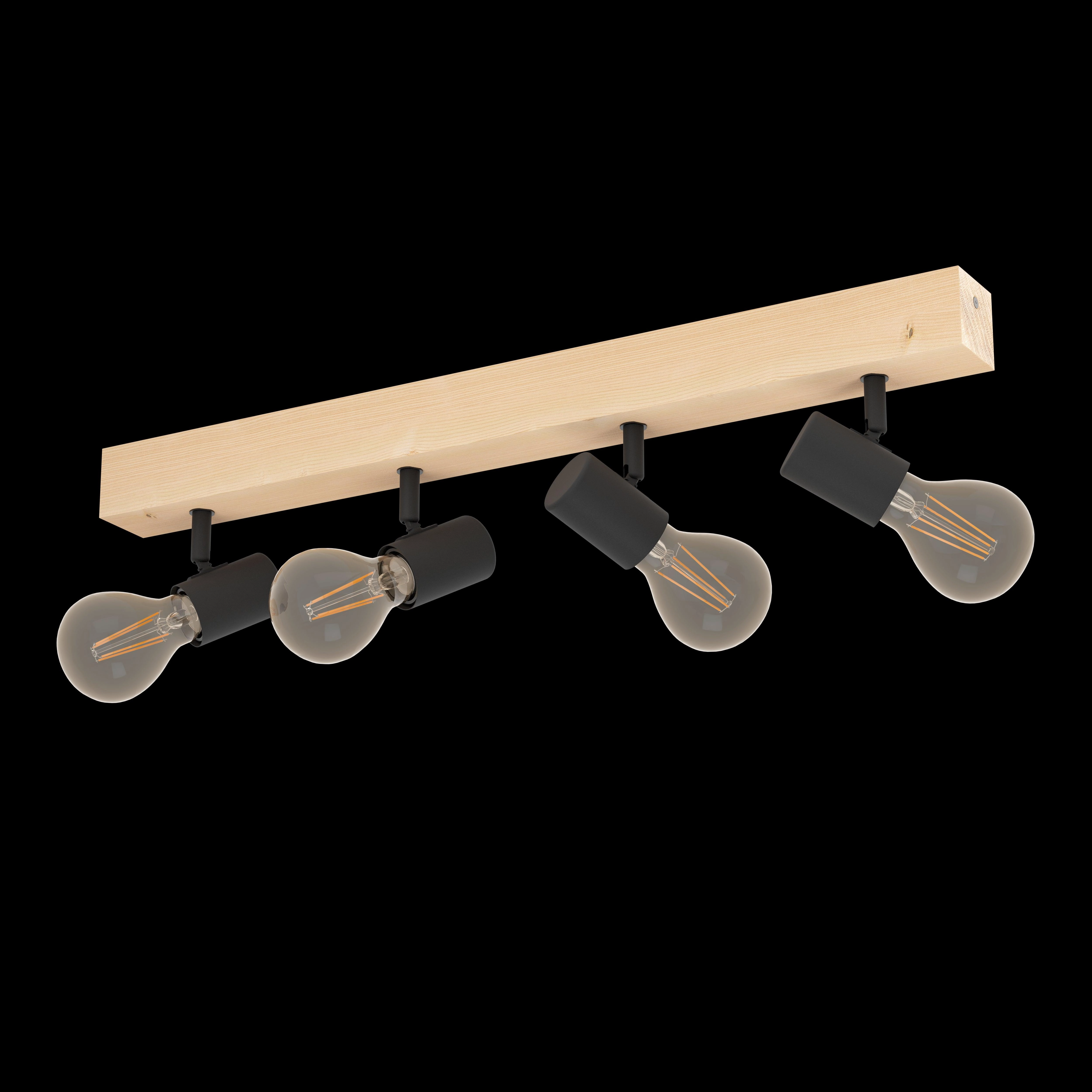 Eglo Townshend 3 Wood & Black Finish 4 Light Bar Spotlight