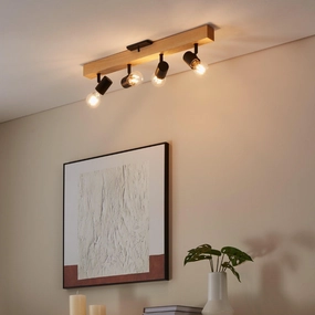 Eglo Townshend 3 Wood & Black Finish 4 Light Bar Spotlight tall arc lamp for living room