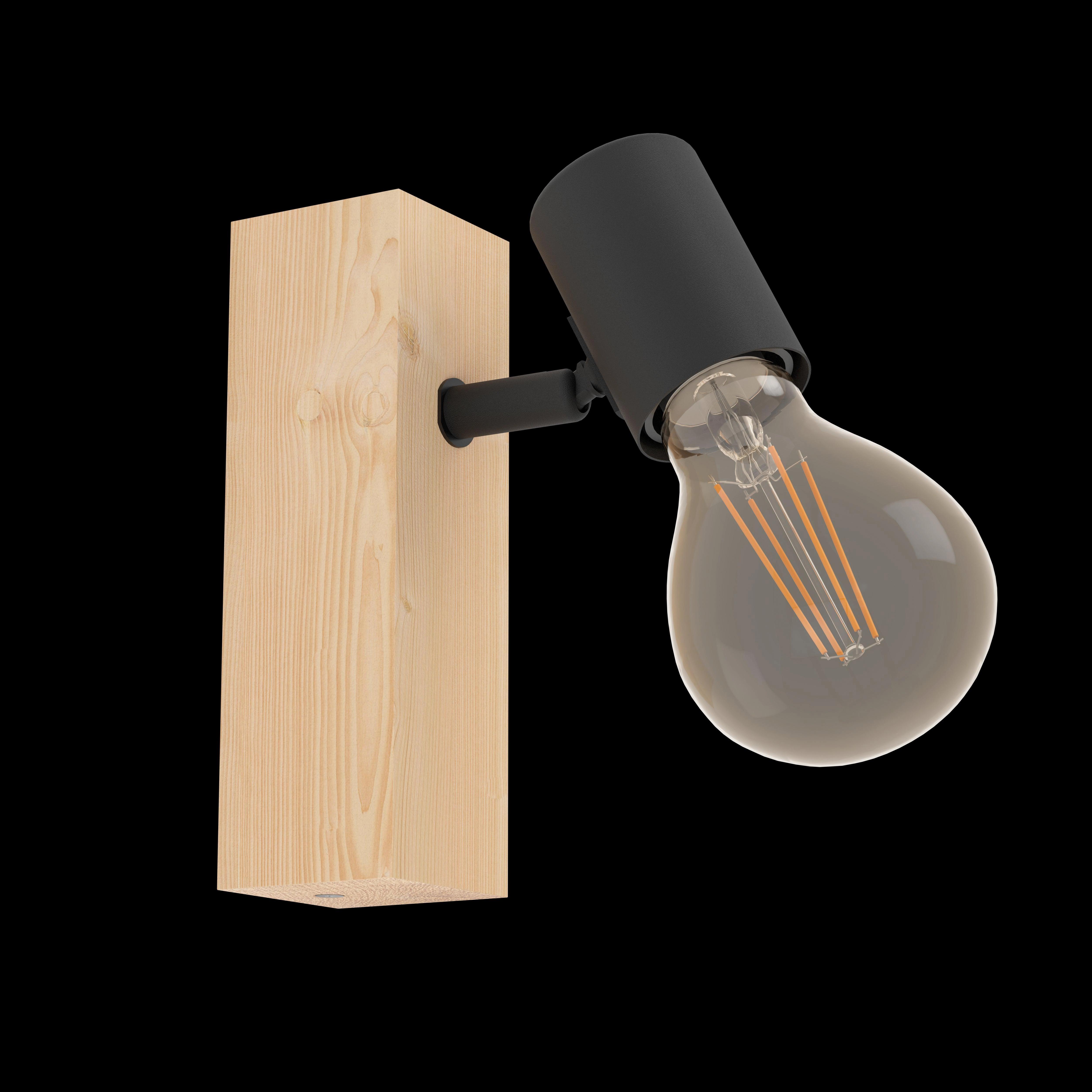 Eglo Townshend 3 Wood & Black Finish Wall Spotlight
