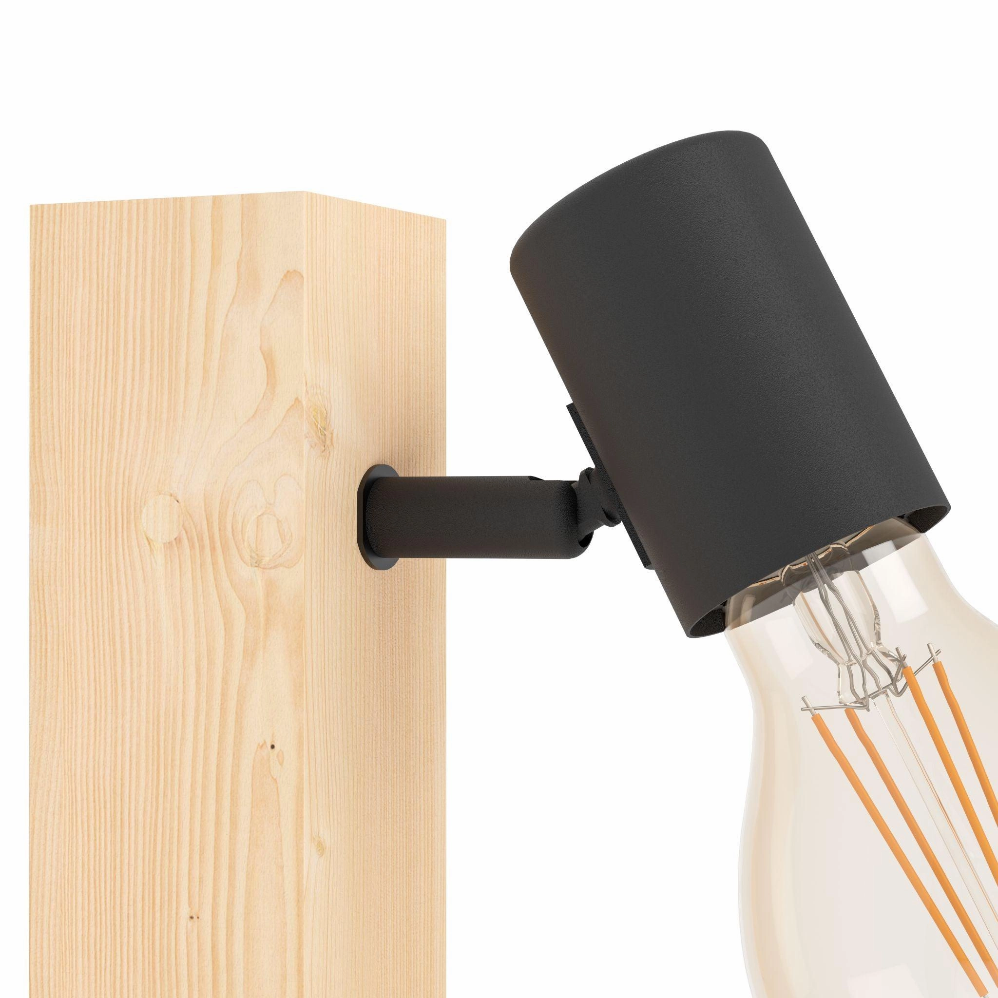 Eglo Townshend 3 Wood & Black Finish Wall Spotlight