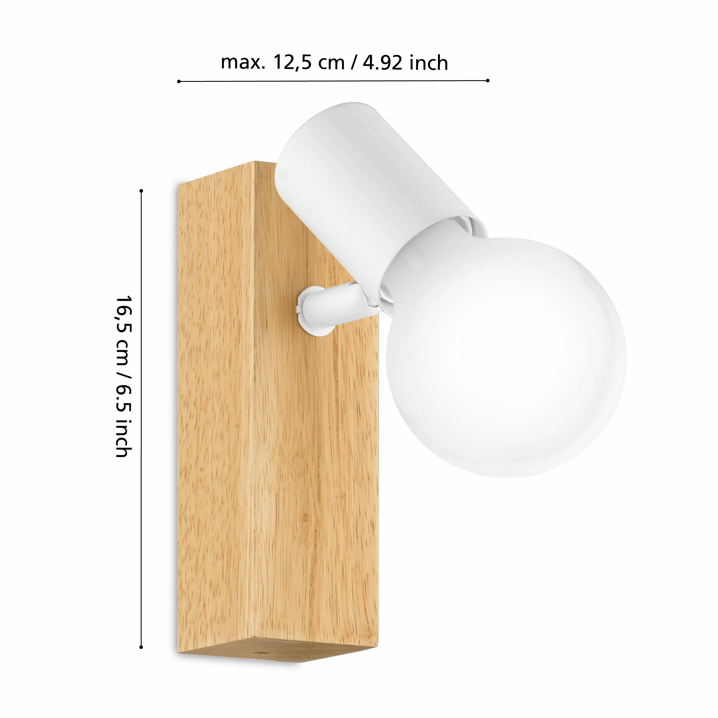 Eglo Townshend 3 Wood & White Wall Spotlight