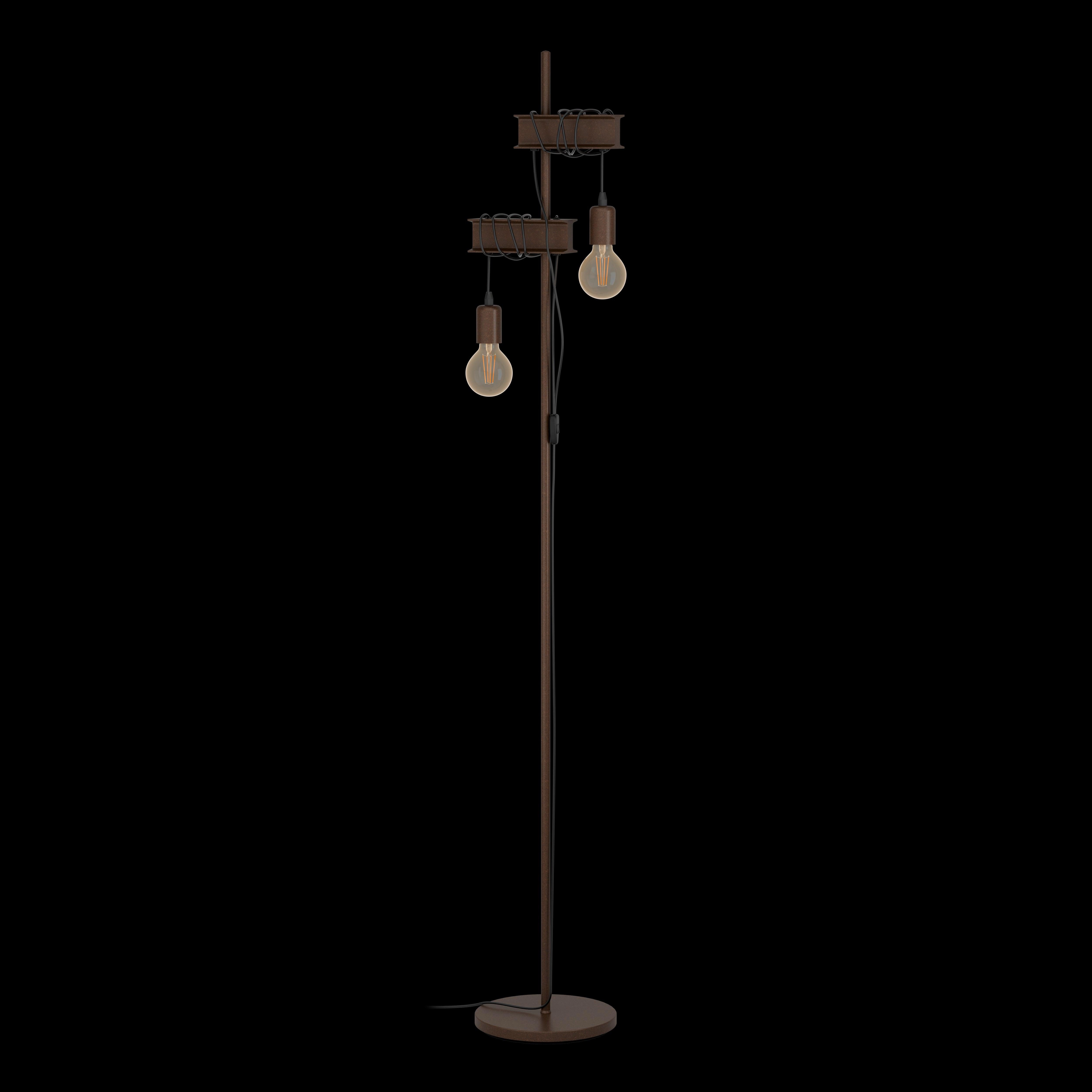 Eglo Townshend 4 2 Light Brown Metal Industrial Floor Lamp