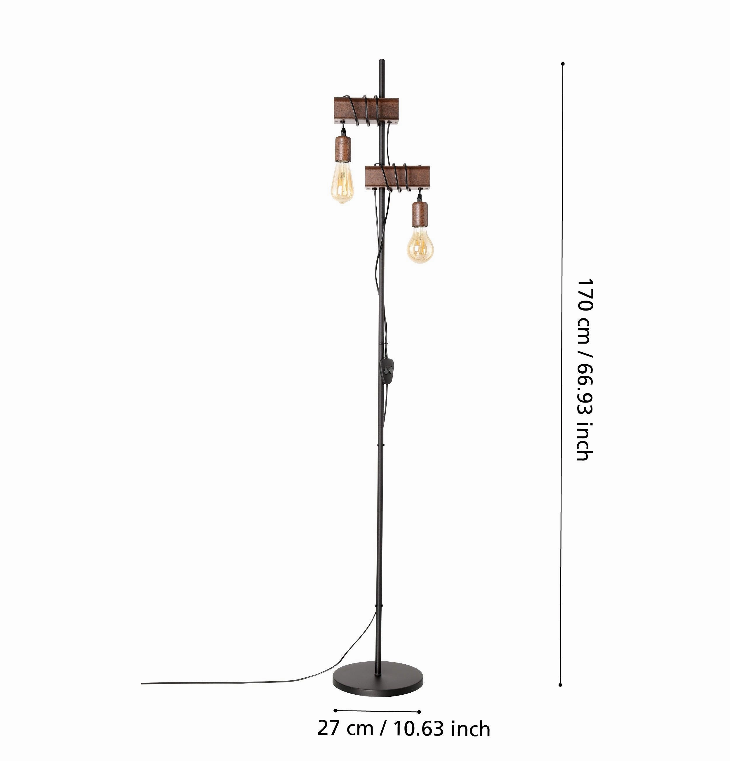 Eglo Townshend 4 2 Light Brown Metal Industrial Floor Lamp