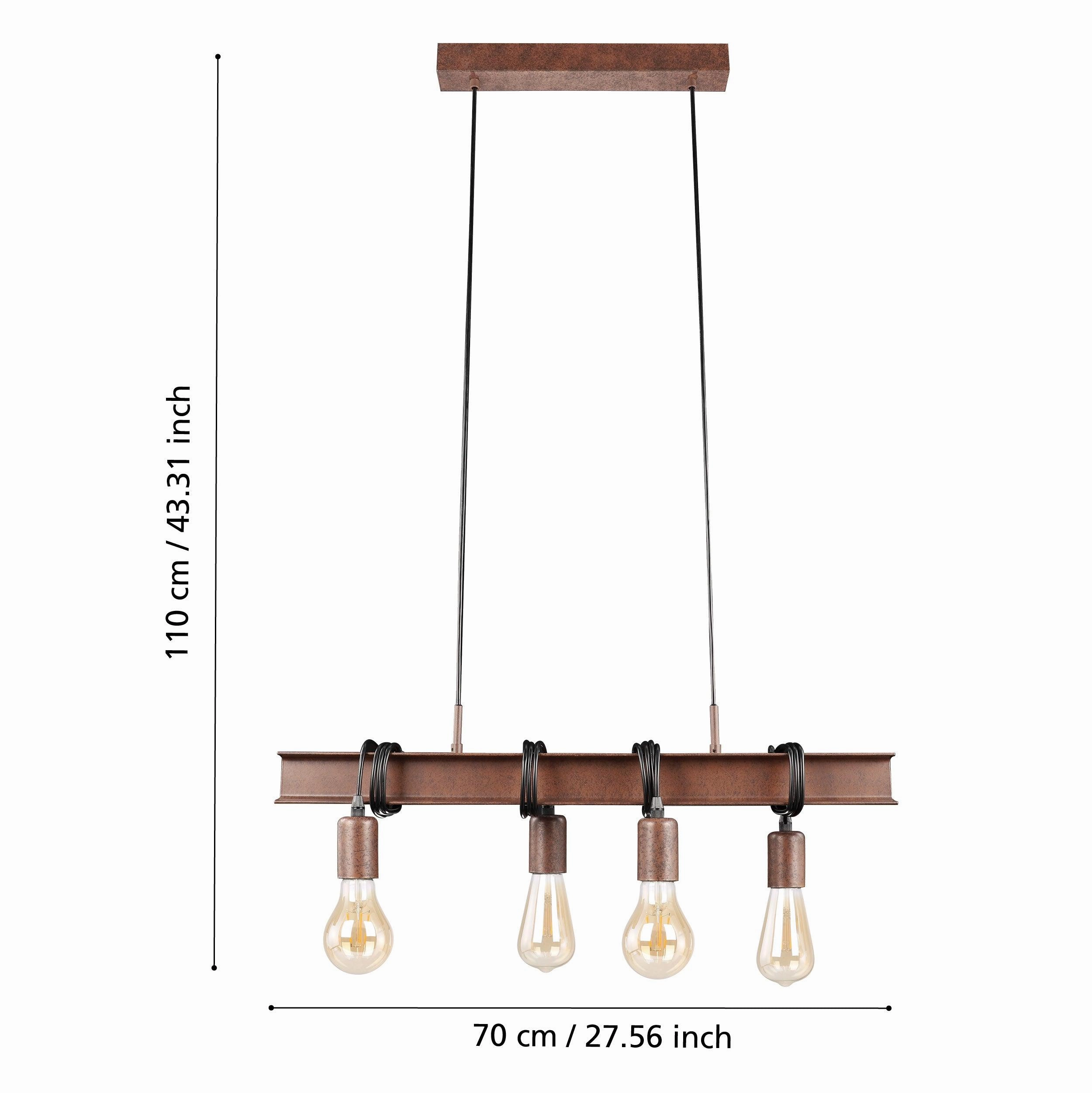 Eglo Townshend 4 4 Light Brown Letal Bar Ceiling Pendant