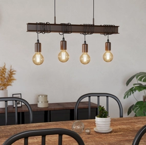Eglo Townshend 4 4 Light Brown Letal Bar Ceiling Pendant flush mount ceiling fixture