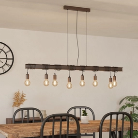 Eglo Townshend 4 8 Light Brown Letal Bar Ceiling Pendant flush mount ceiling fixture