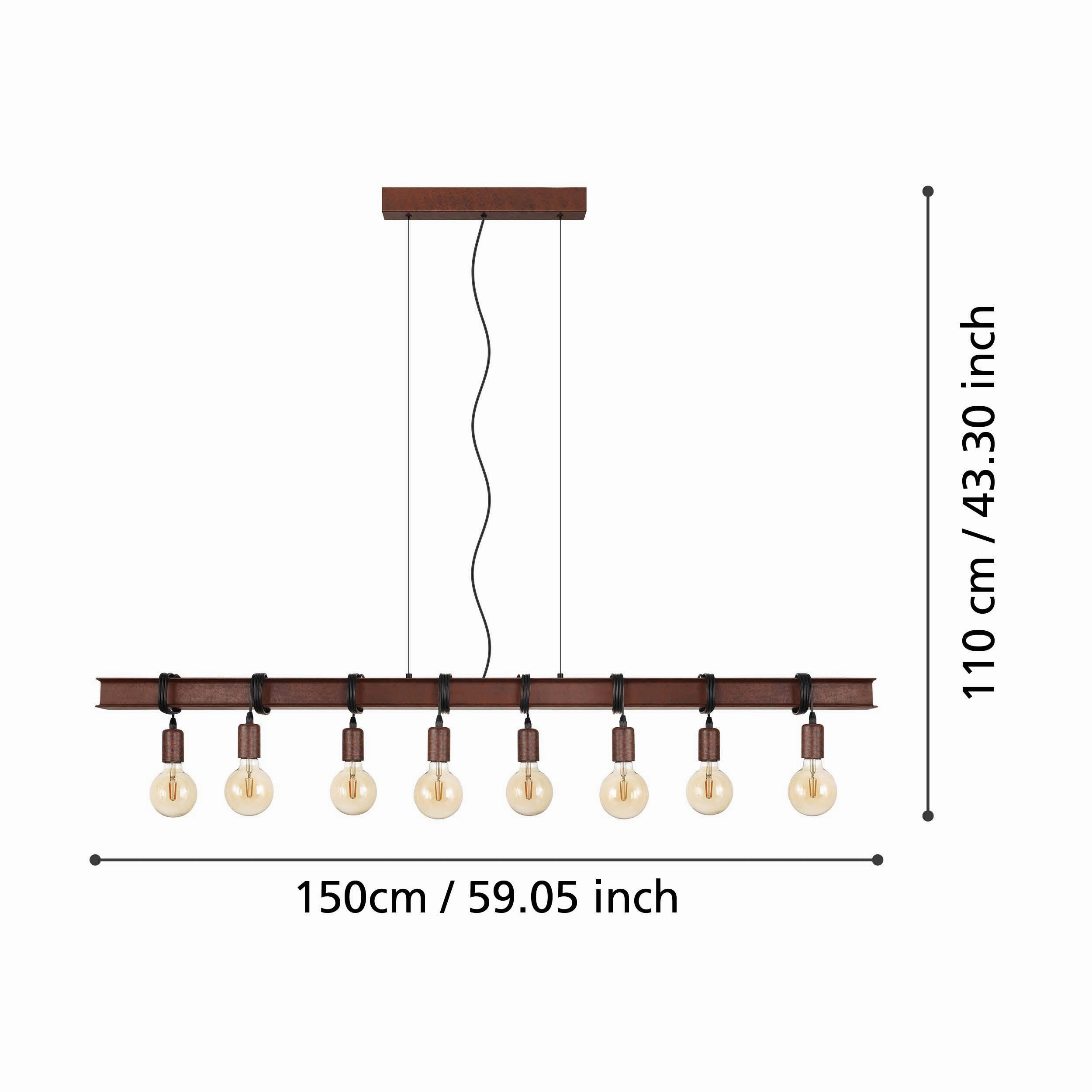 Eglo Townshend 4 8 Light Brown Letal Bar Ceiling Pendant