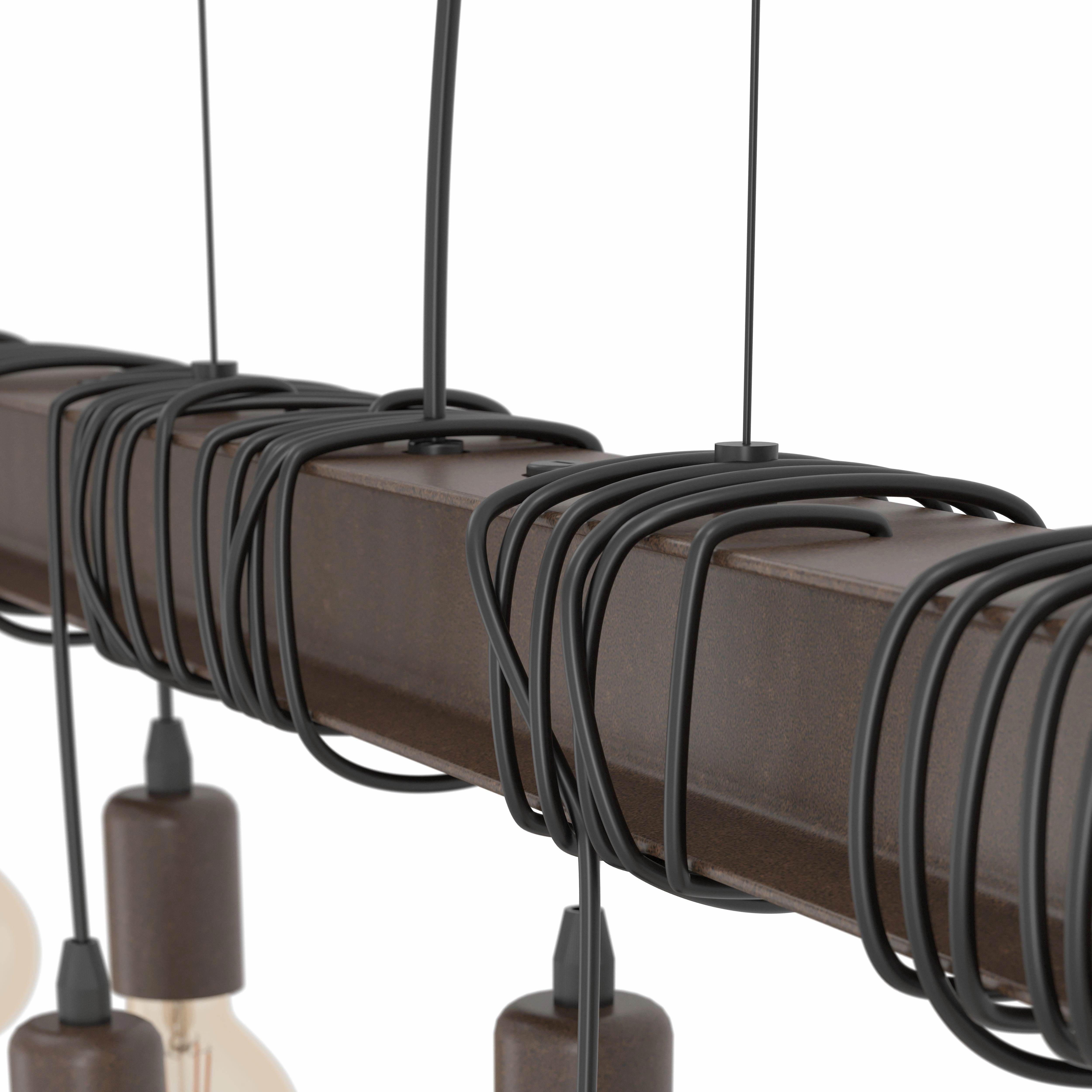 Eglo Townshend 4 8 Light Brown Letal Bar Ceiling Pendant