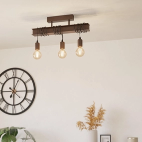 Eglo Townshend 4 Brown Metal 3 Light Adjustable Bar Pendant flush mount ceiling fixture