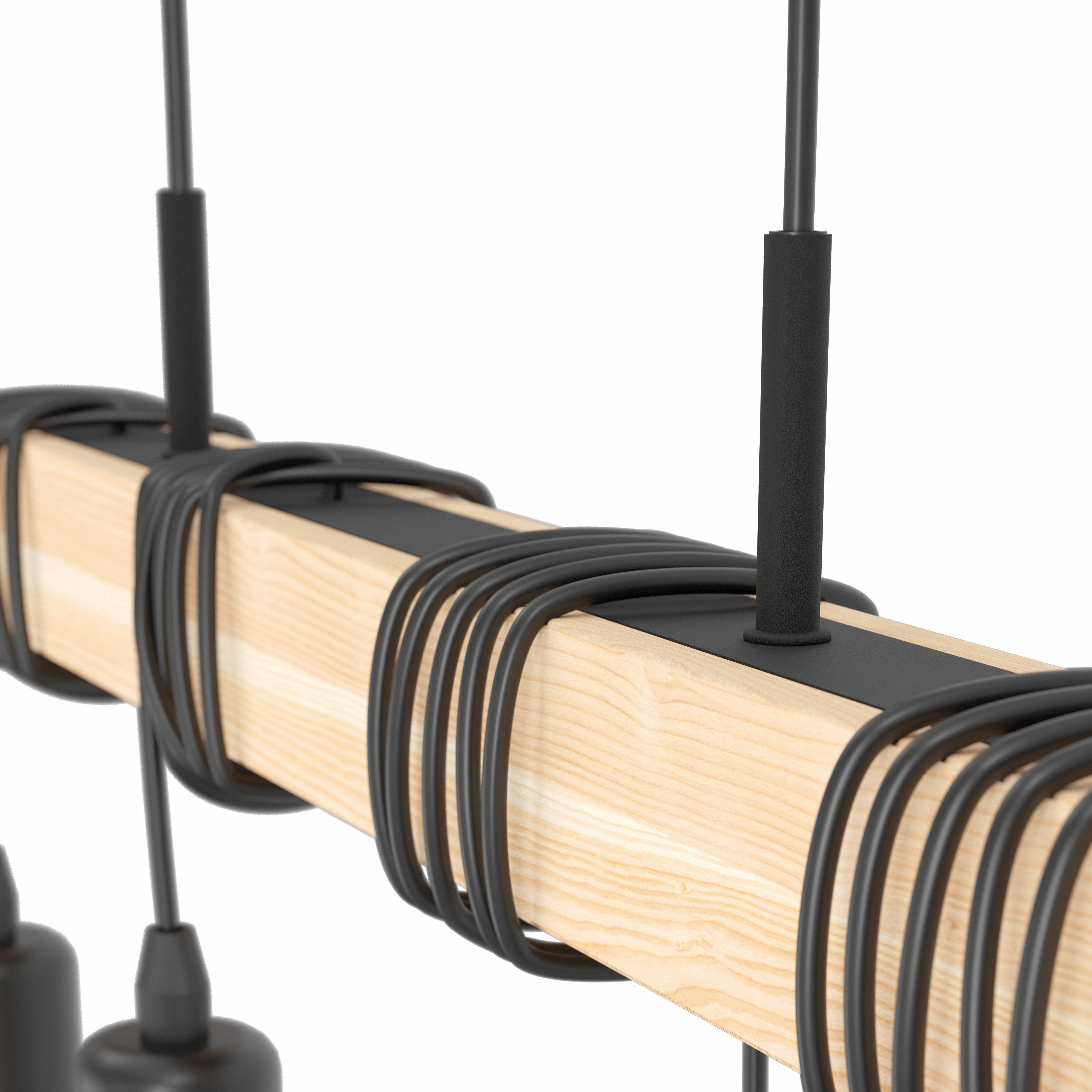 Eglo Townshend 4 Light Adjustable Black & Wood Bar Ceiling Pendant