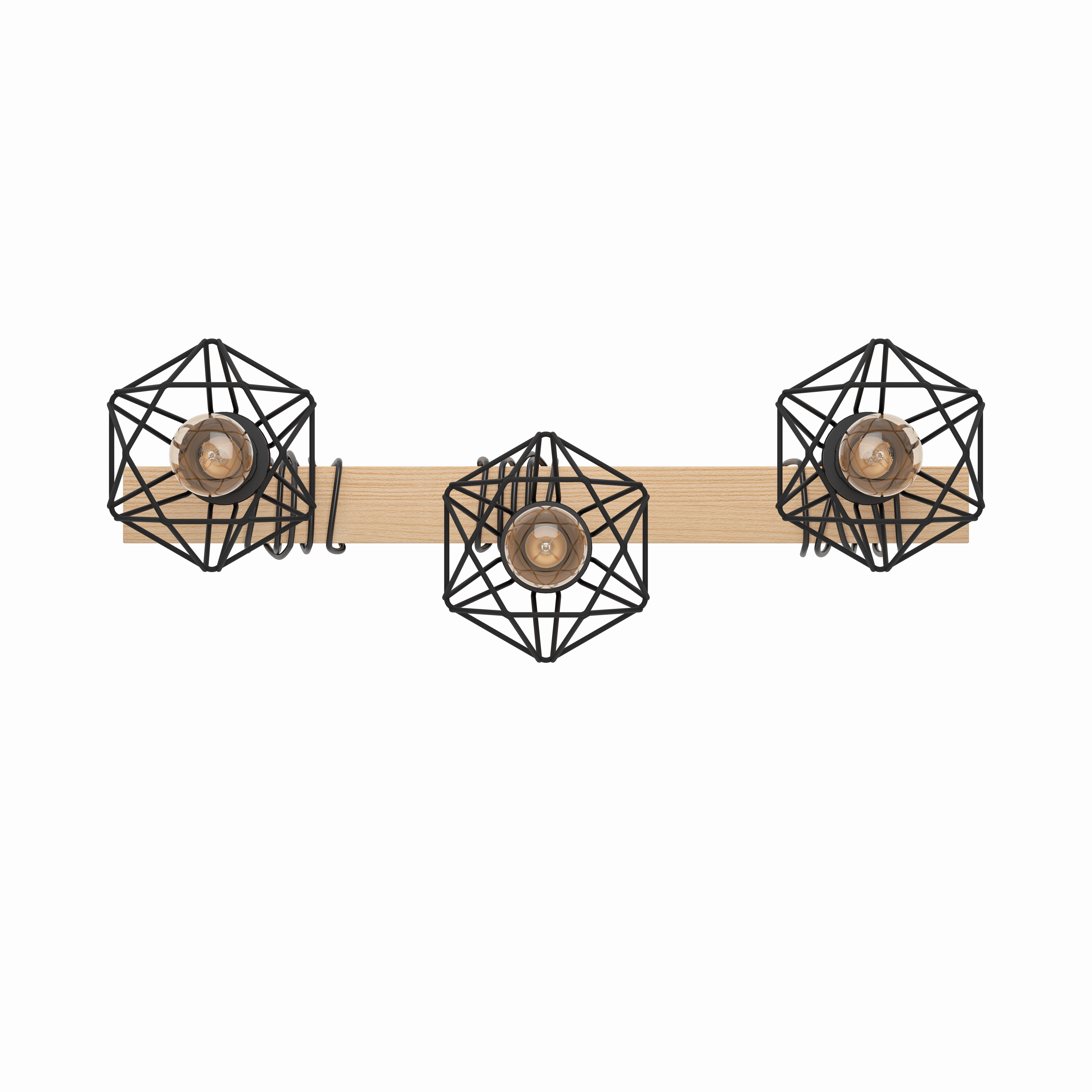 Eglo Townshend 5 Adjustable Black & Wooden Bar Pendant - 3 Light