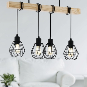 Eglo Townshend 5 Wooden Adjustable 4 Light Bar Ceiling Pendant flush mount ceiling fixture
