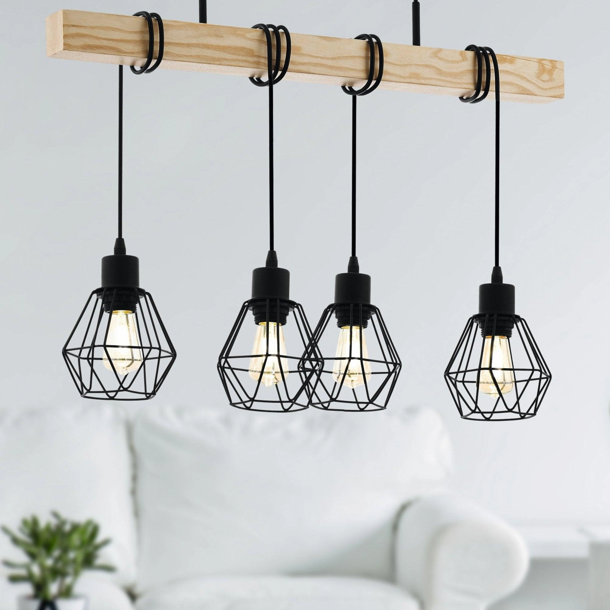 Eglo Townshend 5 Wooden Adjustable 4 Light Bar Ceiling Pendant sleek LED ceiling lamp