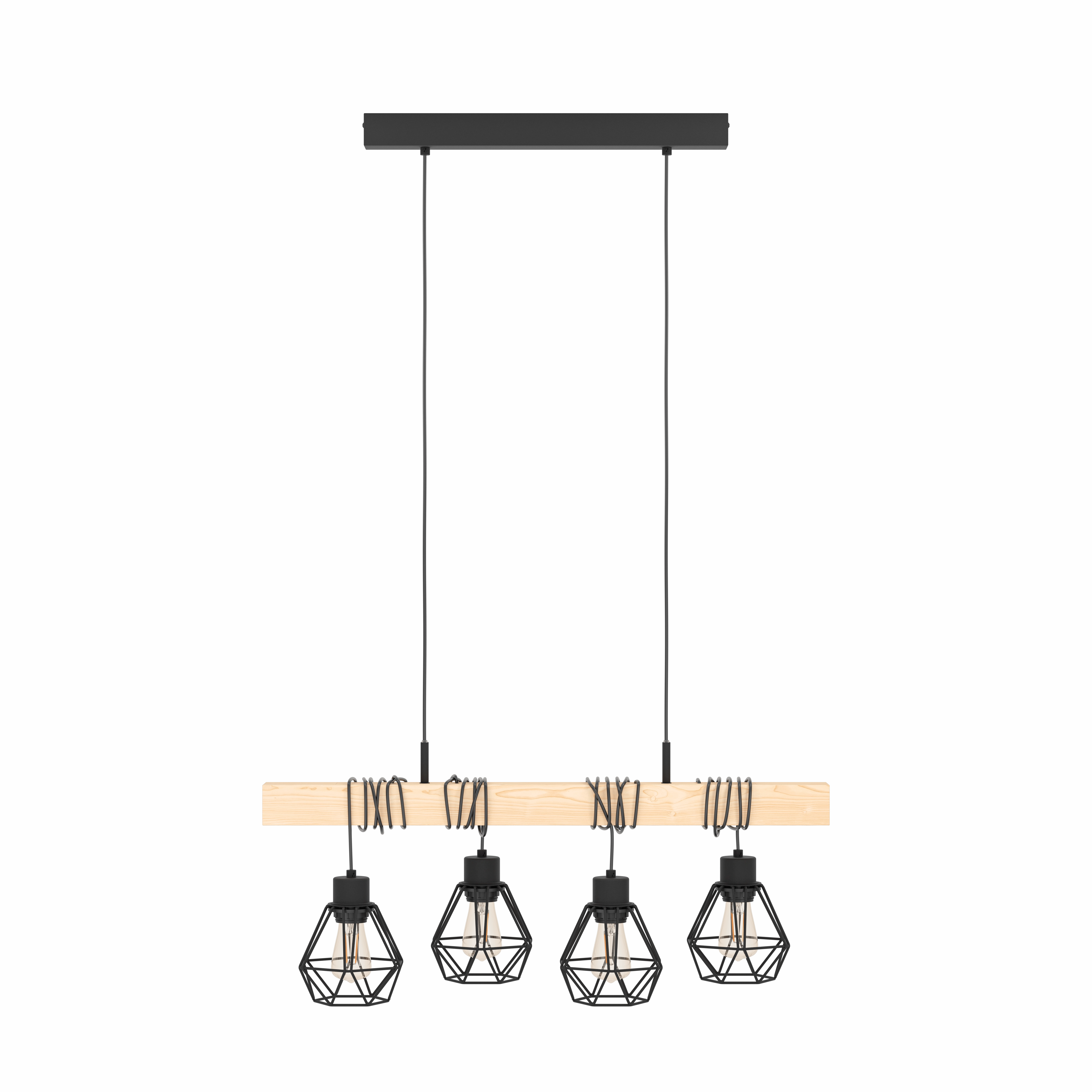 Eglo Townshend 5 Wooden Adjustable 4 Light Bar Ceiling Pendant