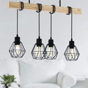 Eglo Townshend 5 Wooden Adjustable 4 Light Bar Ceiling Pendant sleek LED ceiling lamp