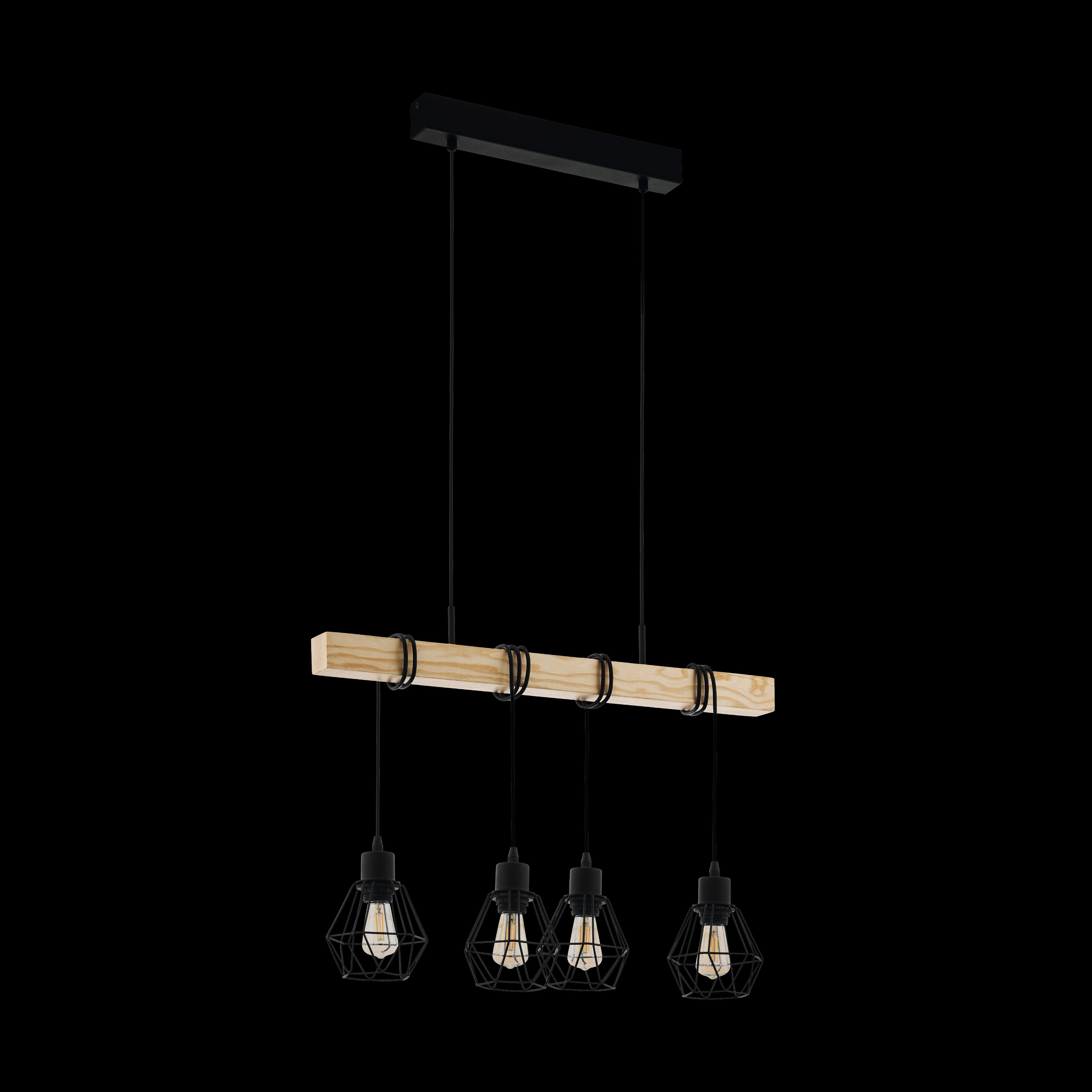 Eglo Townshend 5 Wooden Adjustable 4 Light Bar Ceiling Pendant